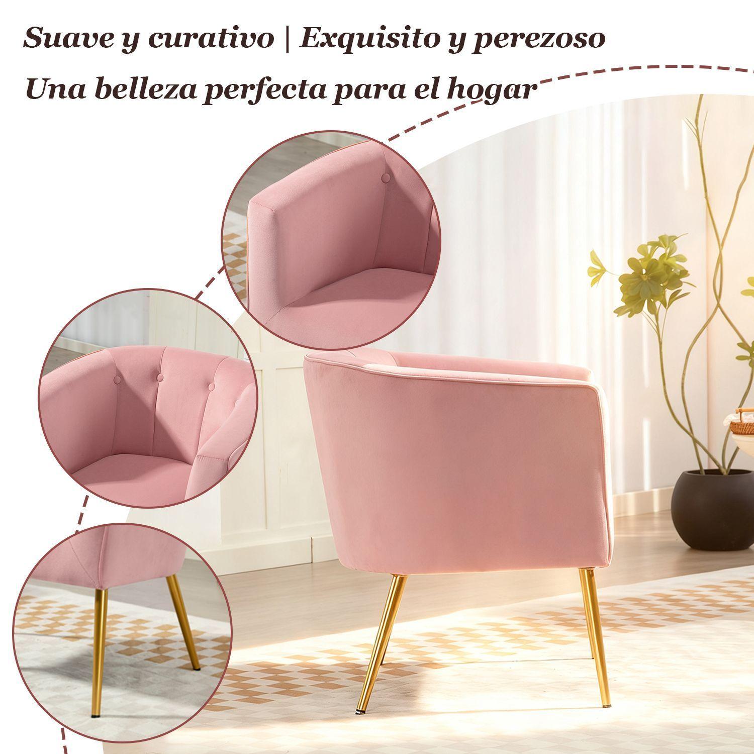 Poltrona Sitial Aurora Sillon Moderno 1 cuerpo Rosa de Terciopelo-6