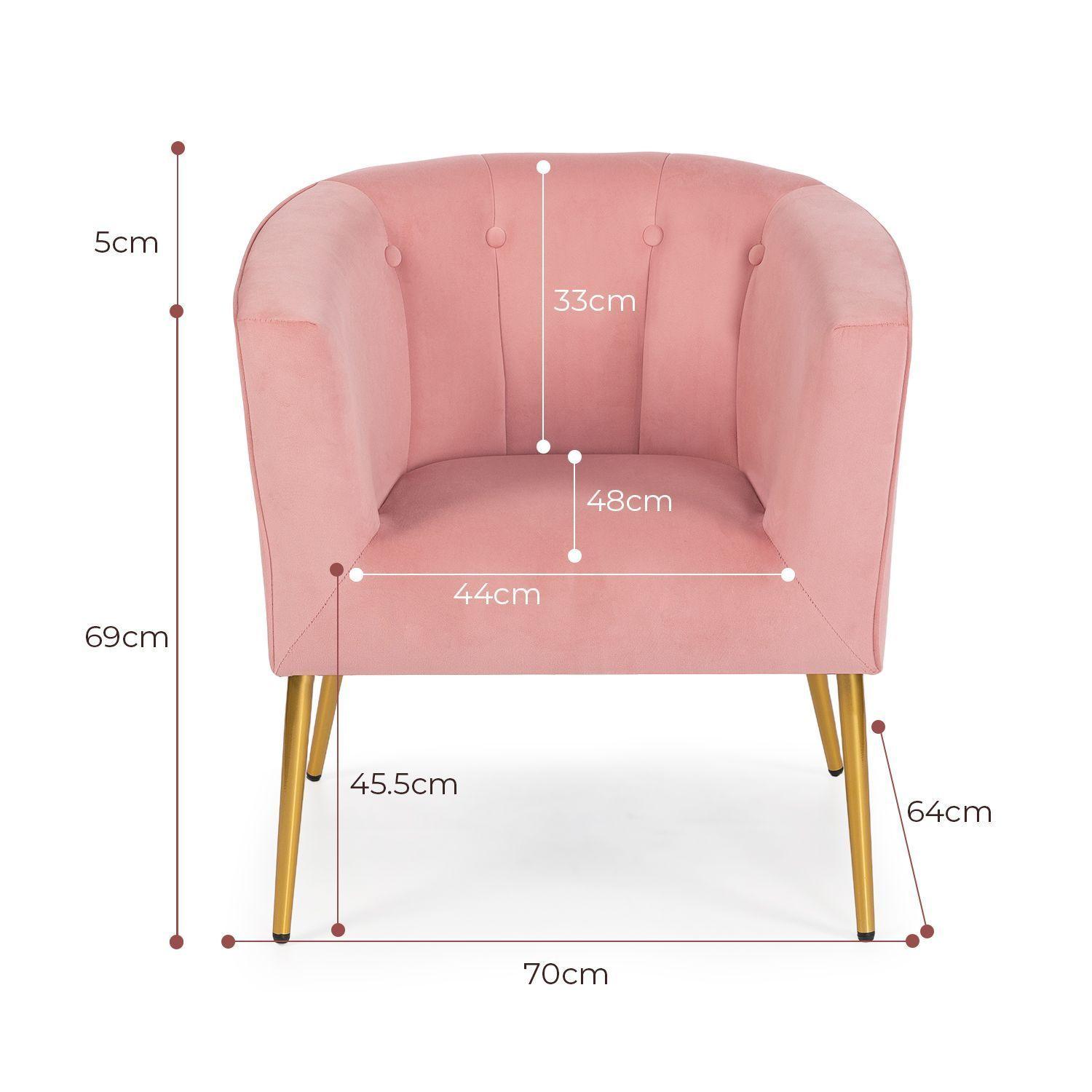 Poltrona Sitial Aurora Sillon Moderno 1 cuerpo Rosa de Terciopelo-8
