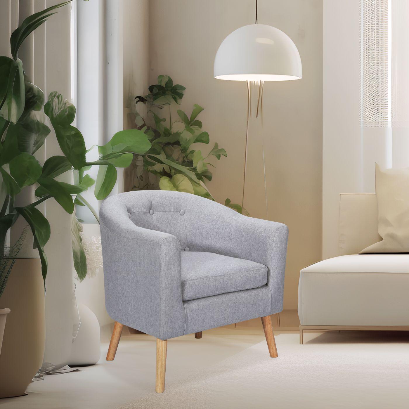 Poltrona 70x60x77CM para Dormitorio Apartamento Oficina Gris-2