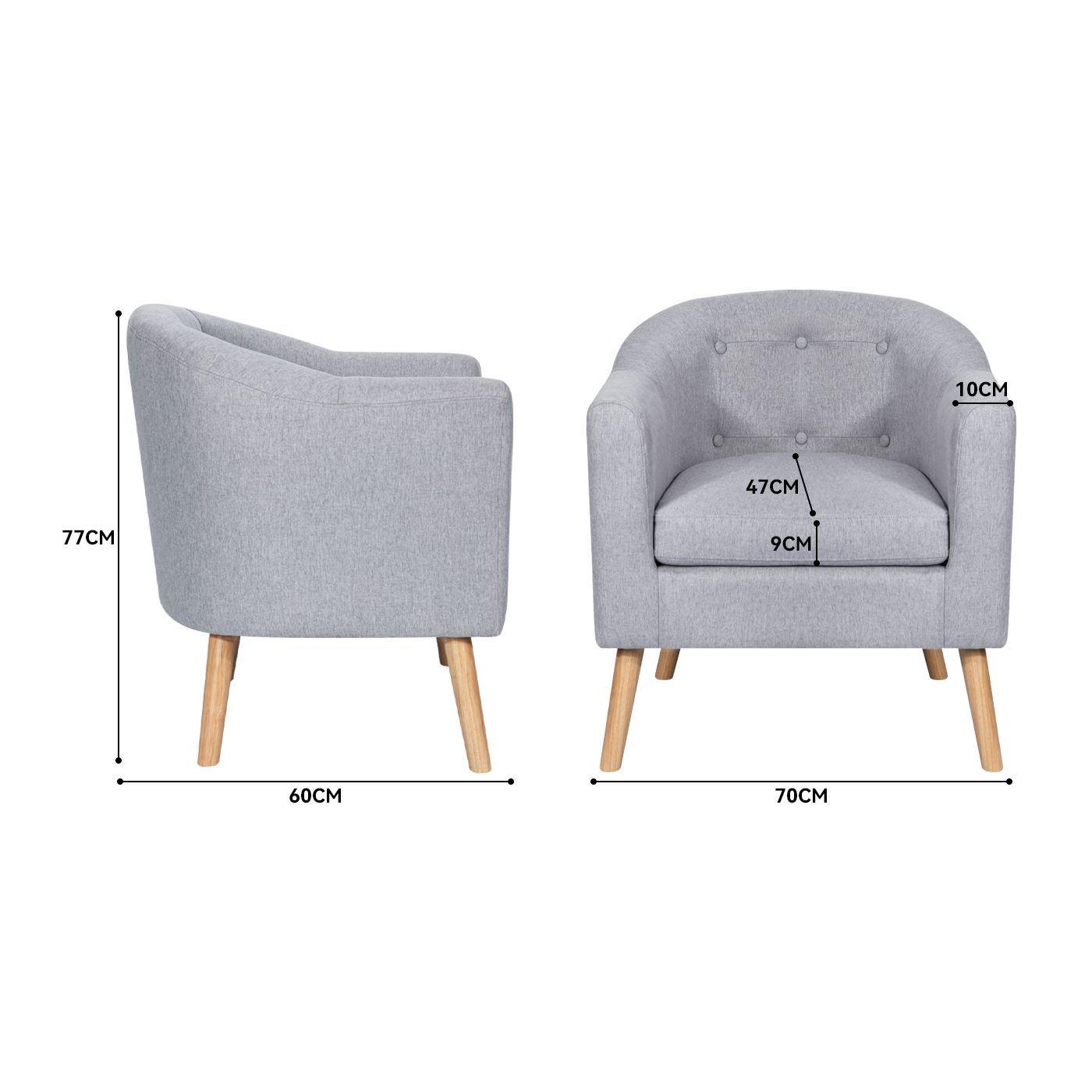 Poltrona 70x60x77CM para Dormitorio Apartamento Oficina Gris-7