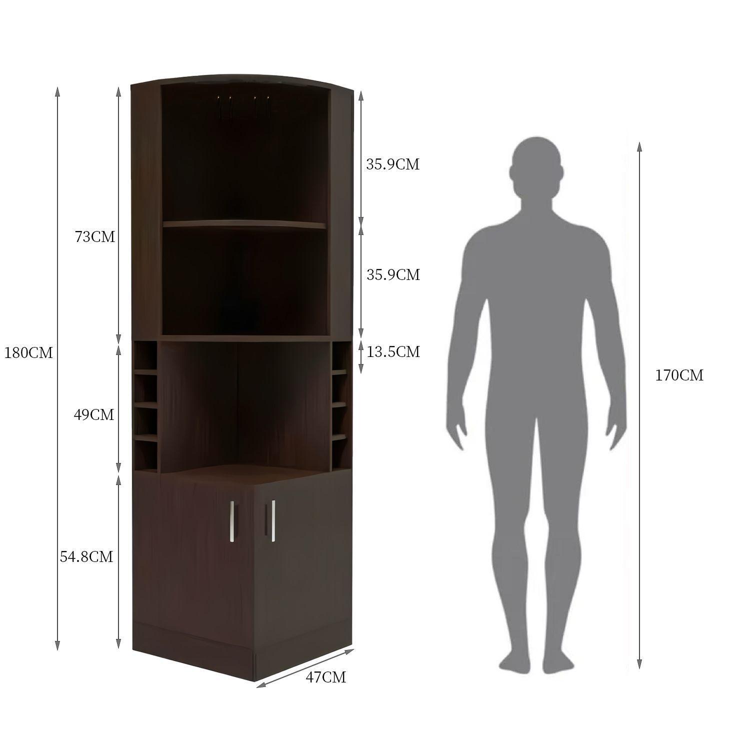 Bar Esquinero Madera 180 cm con 4 Niveles Marron Rustico-5