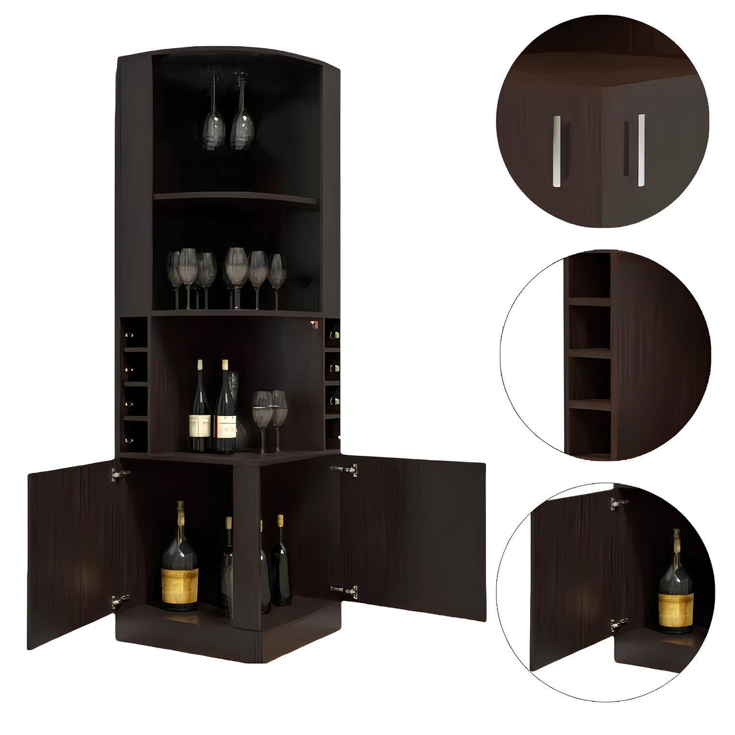 Bar Esquinero Madera 180 cm con 4 Niveles Marron Rustico-6