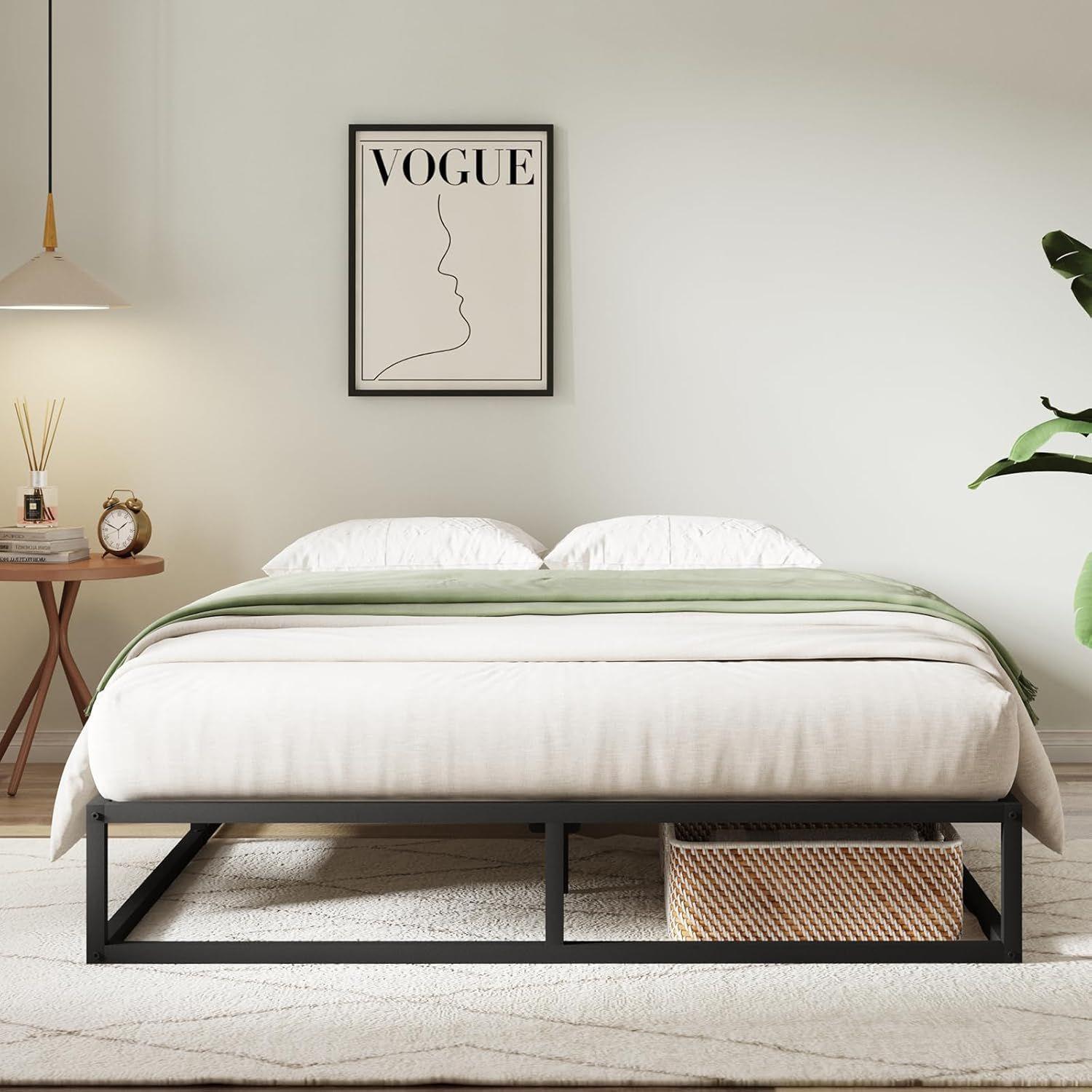Base de Cama 2 Plazas Metalica con Listones de Madera 150x200x30 cm-6