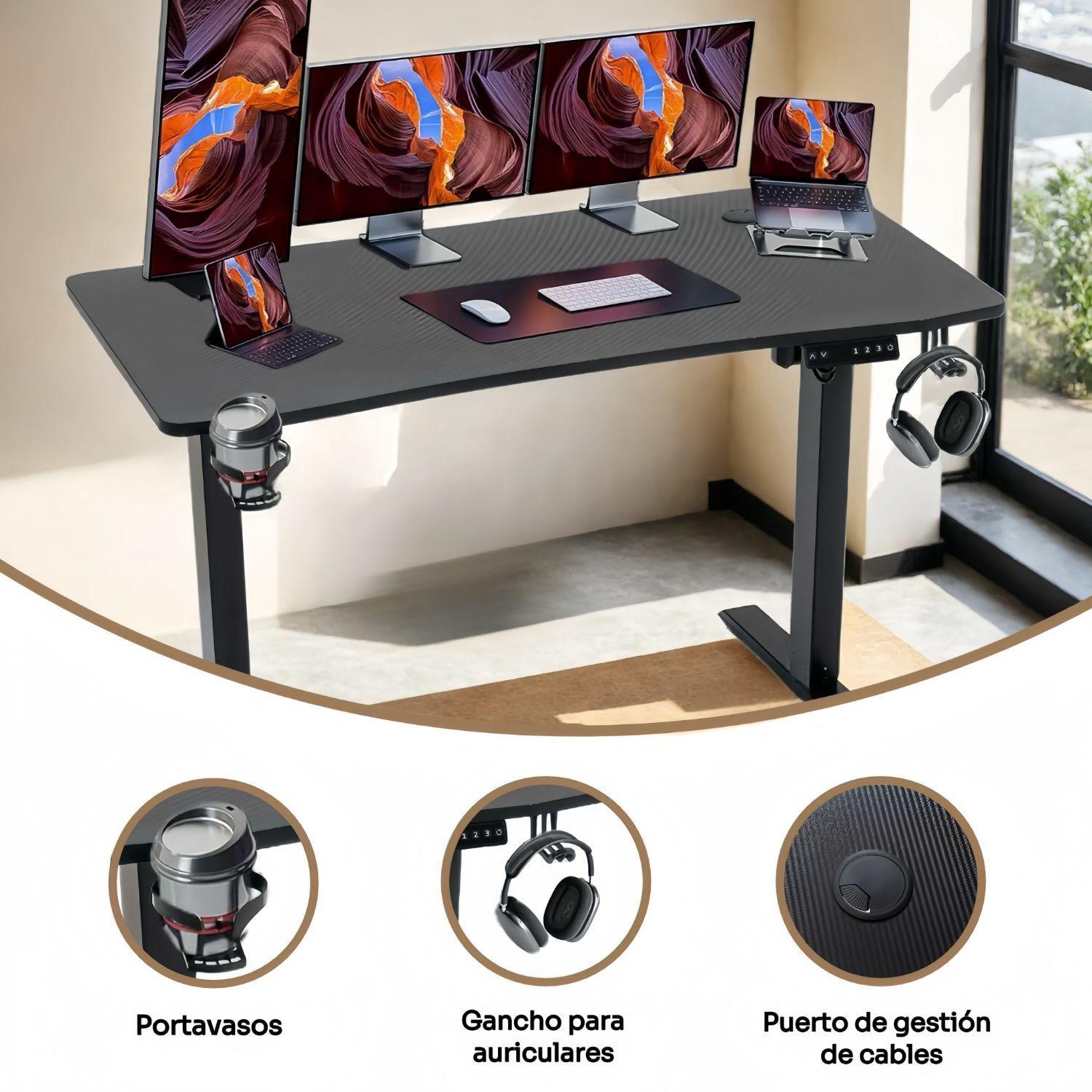 Escritorio Electrico de Altura Regulable 120x60 cm Negro-9