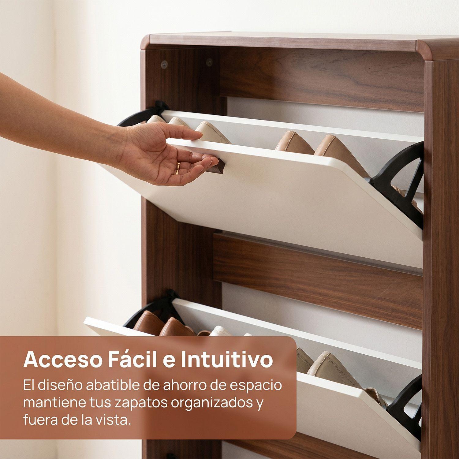 Zapatero Organizador Con 3 Puertas 80x17x119 Cm Marron-3