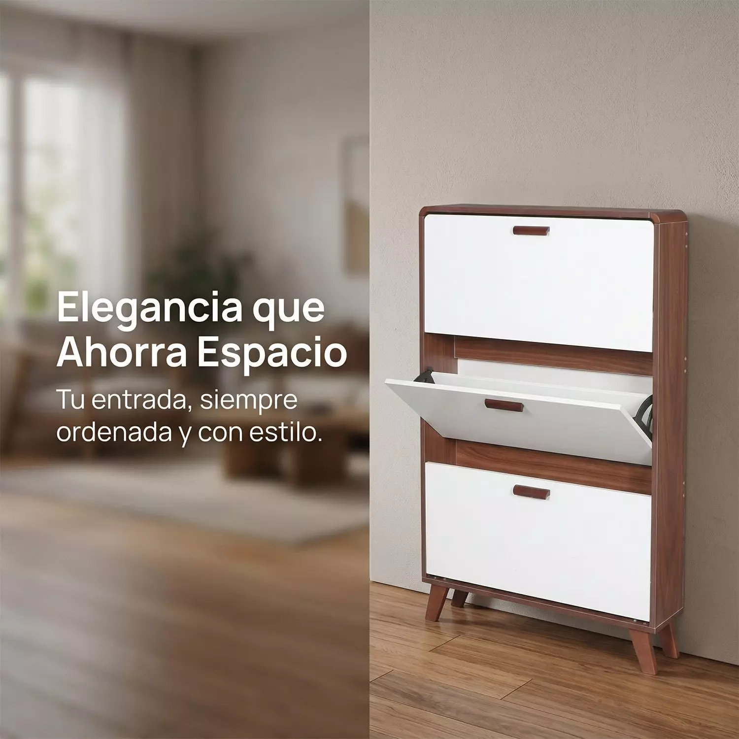 Zapatero Organizador Con 3 Puertas 80x17x119 Cm Marron-4