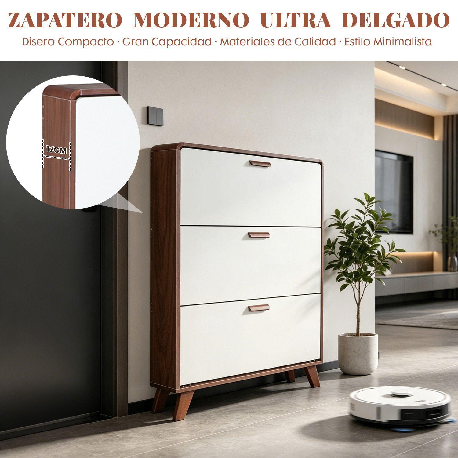 Zapatero Organizador Con 3 Puertas 80x17x119 Cm Marron-5