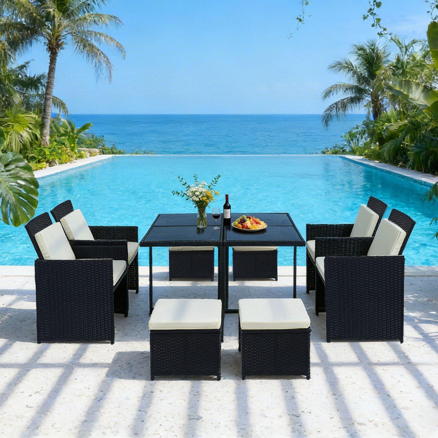 Juego de Comedor de Terraza 8 Personas Element Design Negro-1