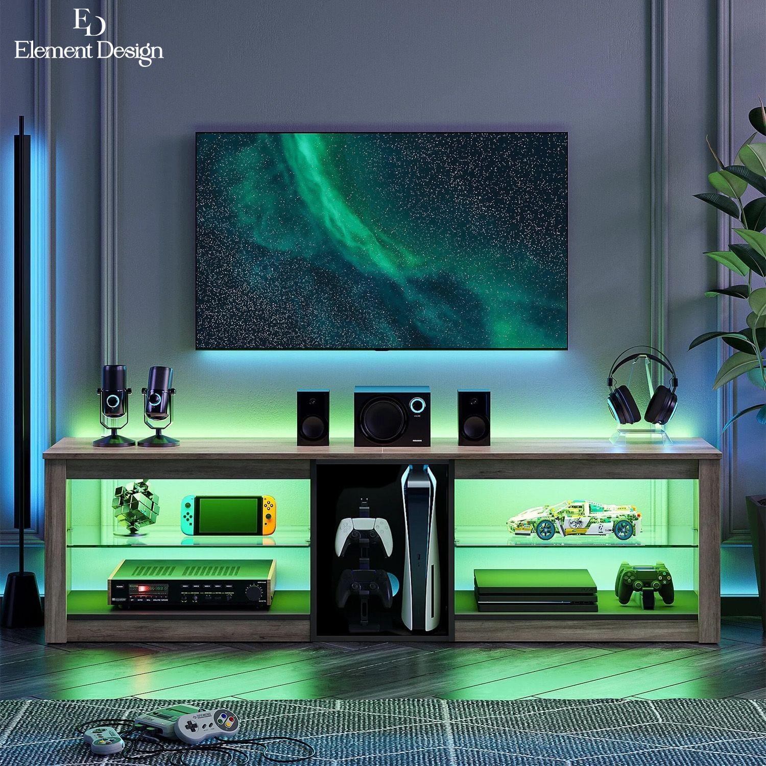 Rack TV 55 Pulgada 140 49 30cm con Luces LED y Repisas Moderno-3