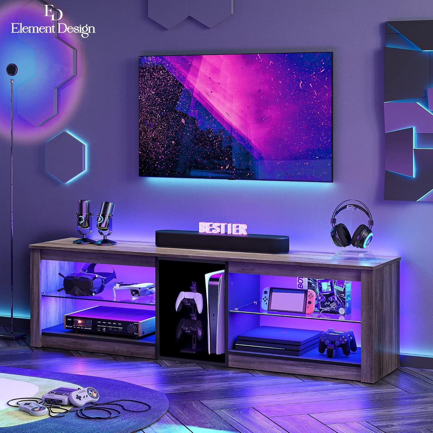 Rack TV 55 Pulgada 140 49 30cm con Luces LED y Repisas Moderno-4