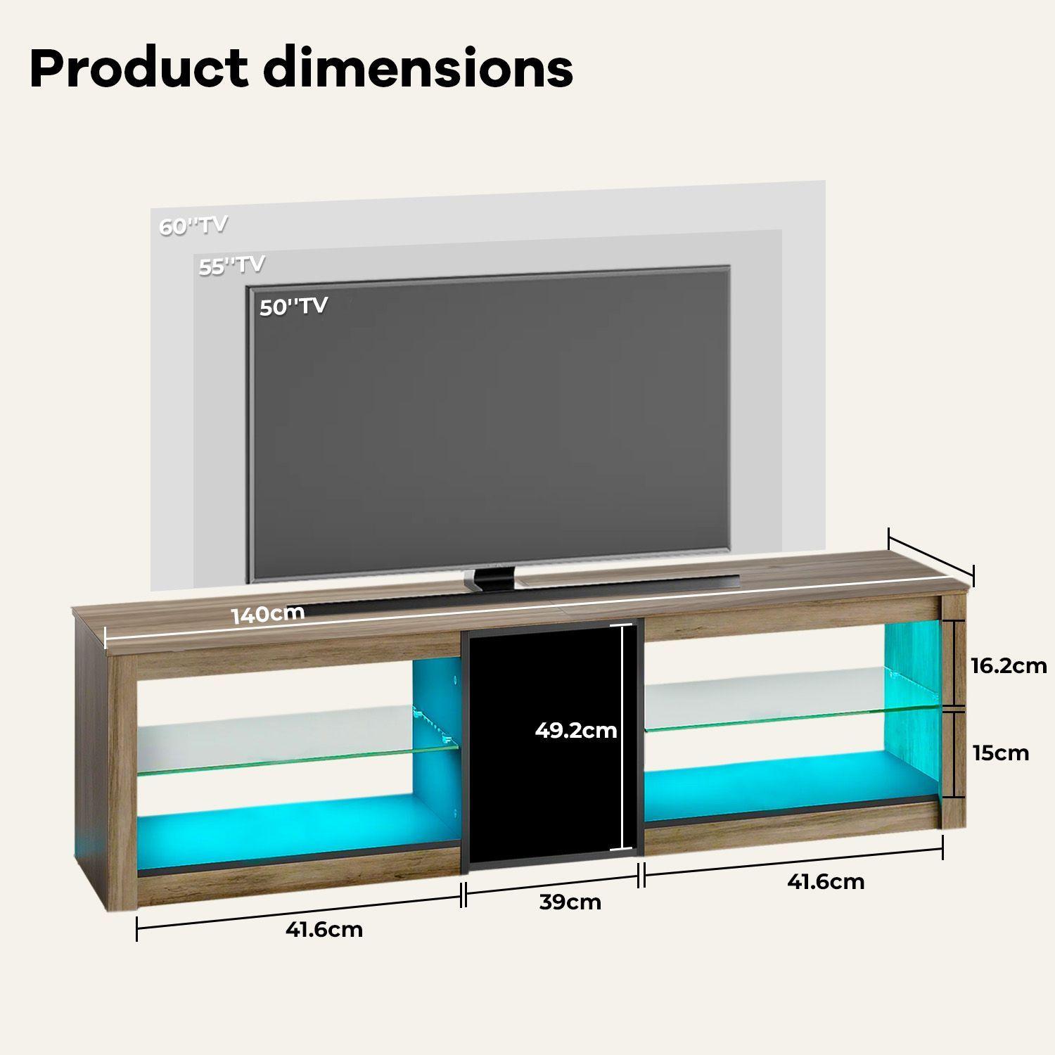 Rack TV 55 Pulgada 140 49 30cm con Luces LED y Repisas Moderno-5