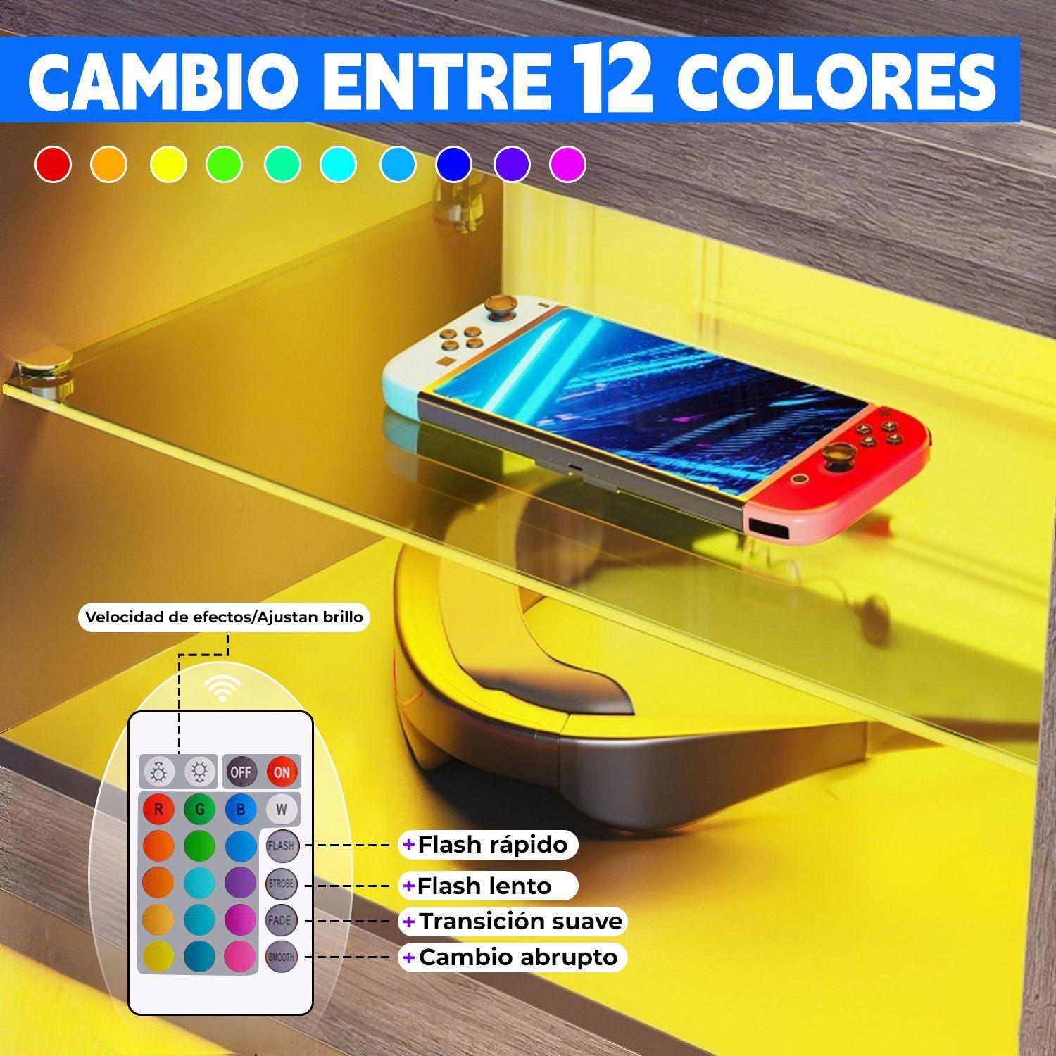 Rack TV 55 Pulgada 140 49 30cm con Luces LED y Repisas Moderno-6