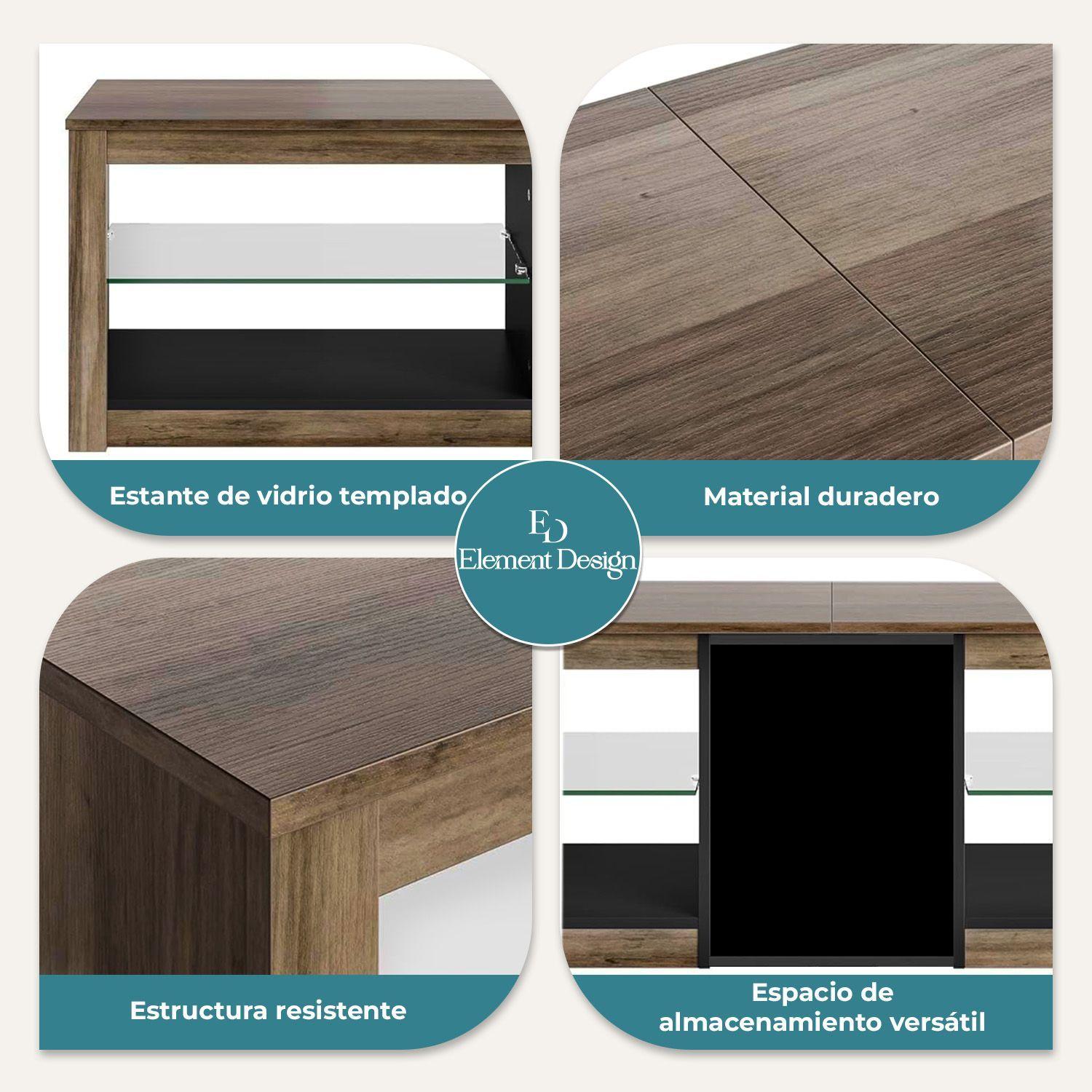 Rack TV 55 Pulgada 140 49 30cm con Luces LED y Repisas Moderno-7