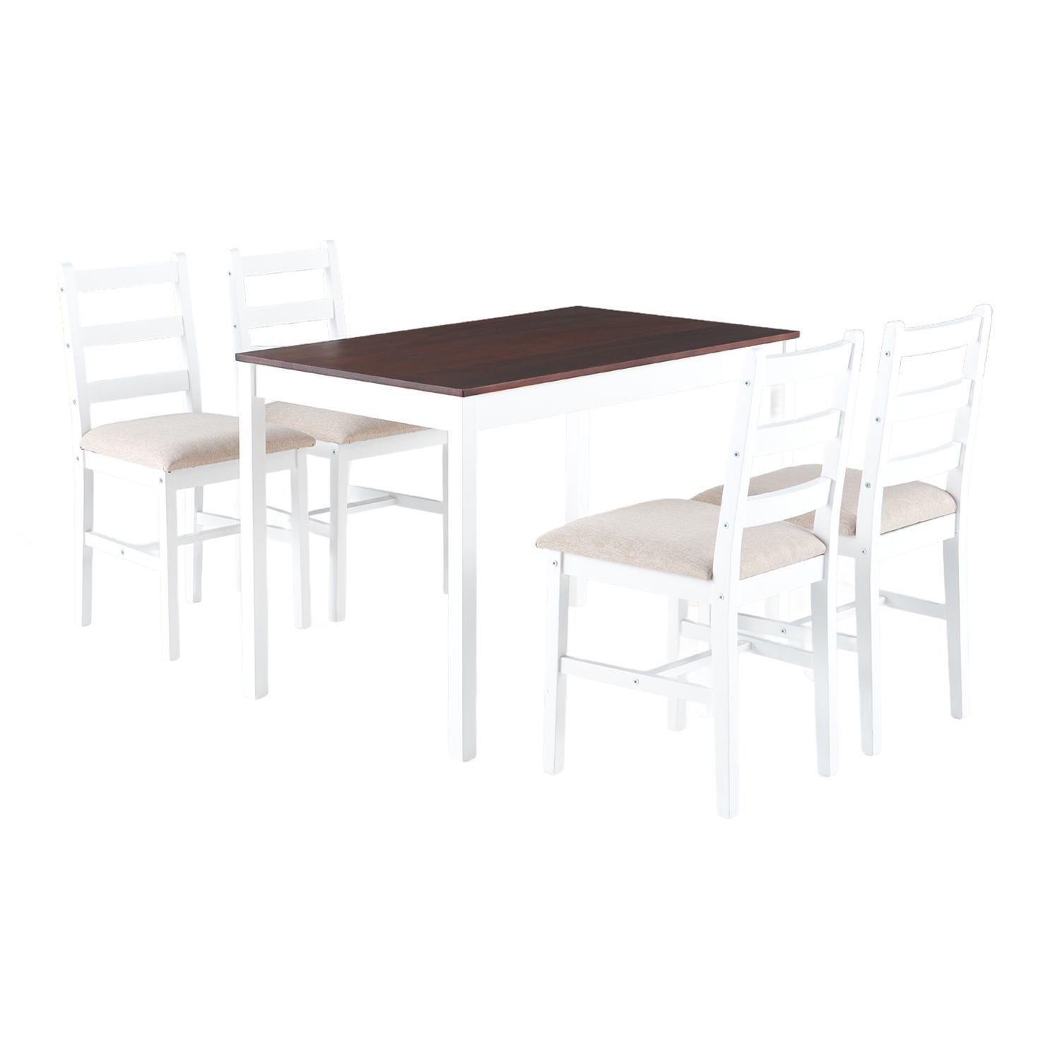 Juego de Comedor 4 Sillas Mesa Rectangular Moderno 108x73x56cm-0