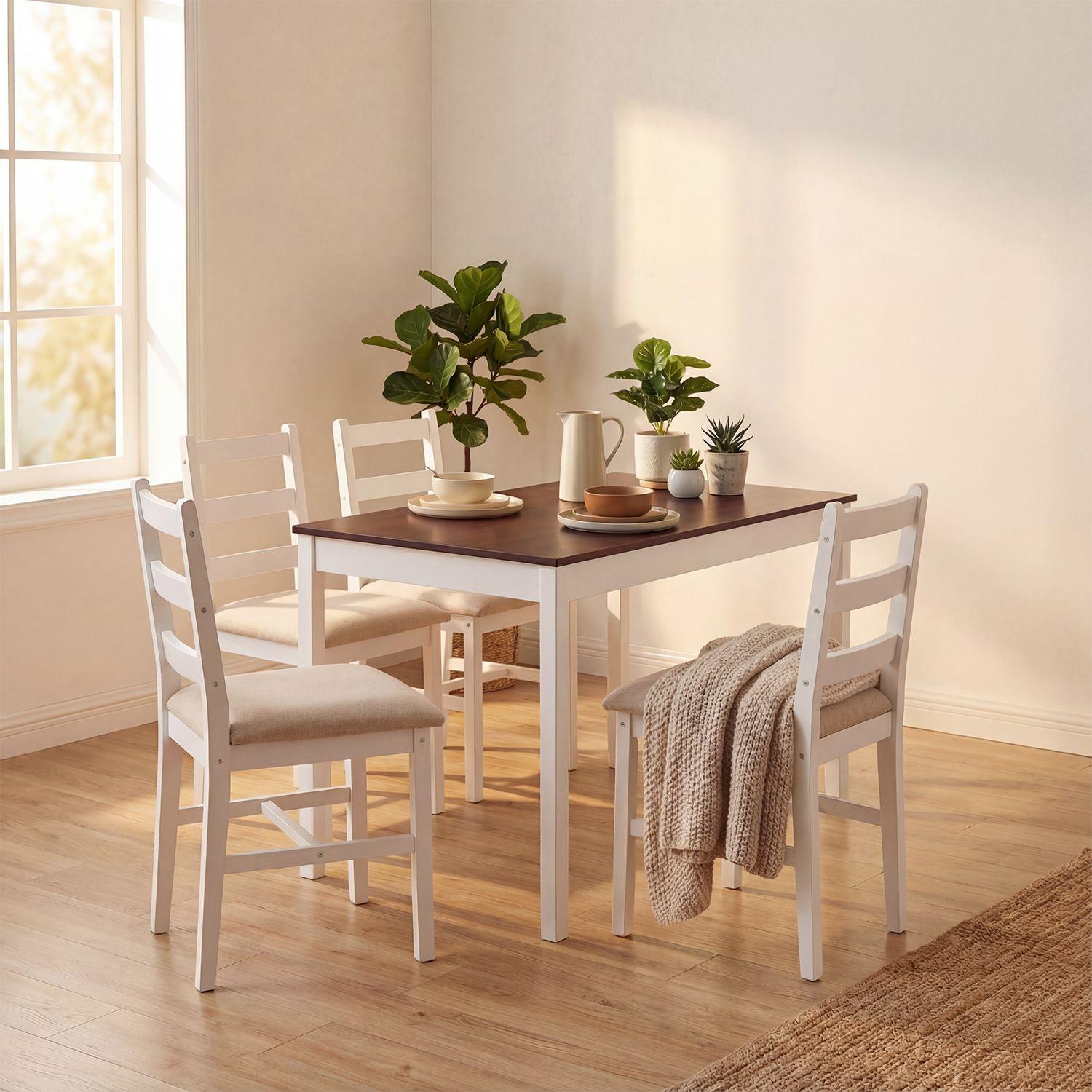 Juego de Comedor 4 Sillas Mesa Rectangular Moderno 108x73x56cm-3