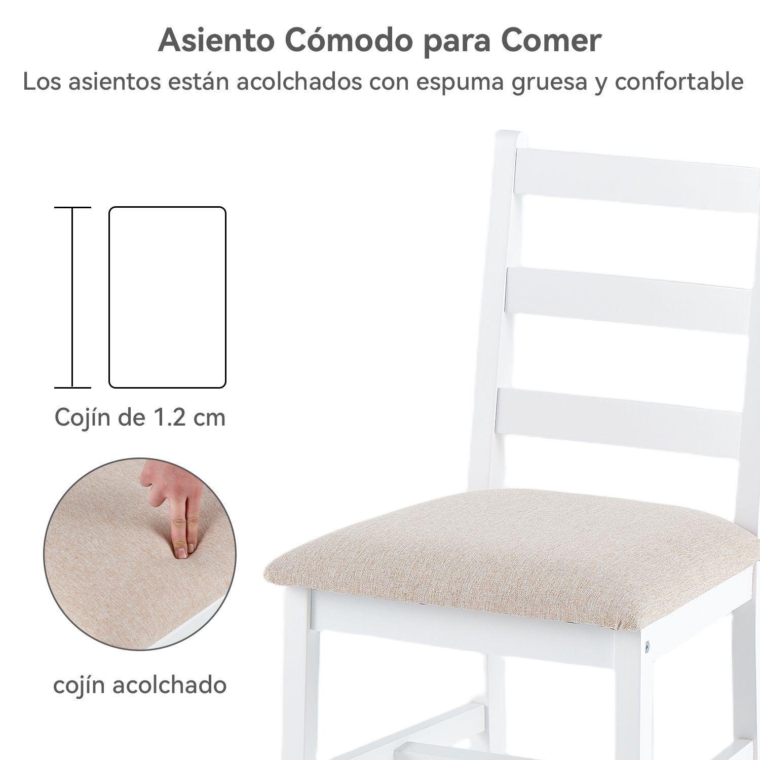 Juego de Comedor 4 Sillas Mesa Rectangular Moderno 108x73x56cm-6