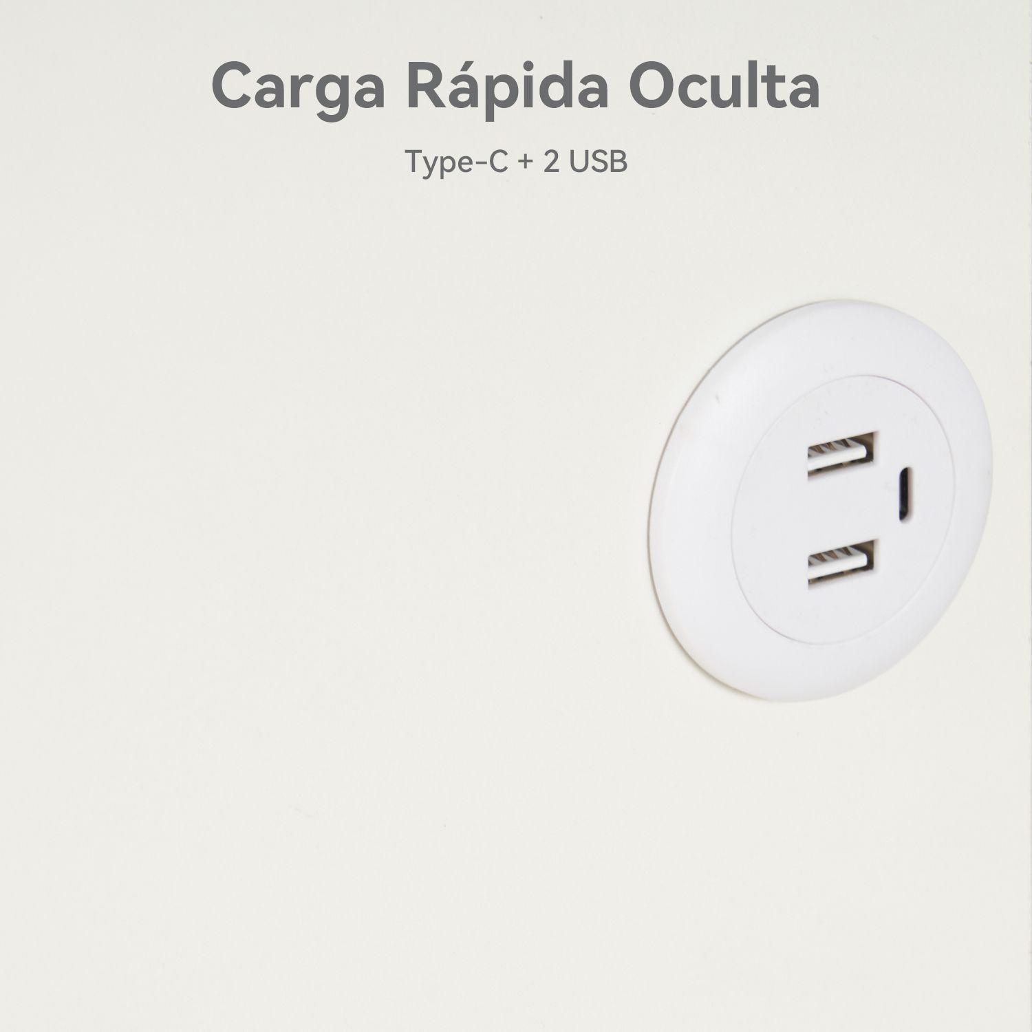 Velador Inteligente con Carga Inalambrica LED 3 Colores y 2 Cajones Gris-7