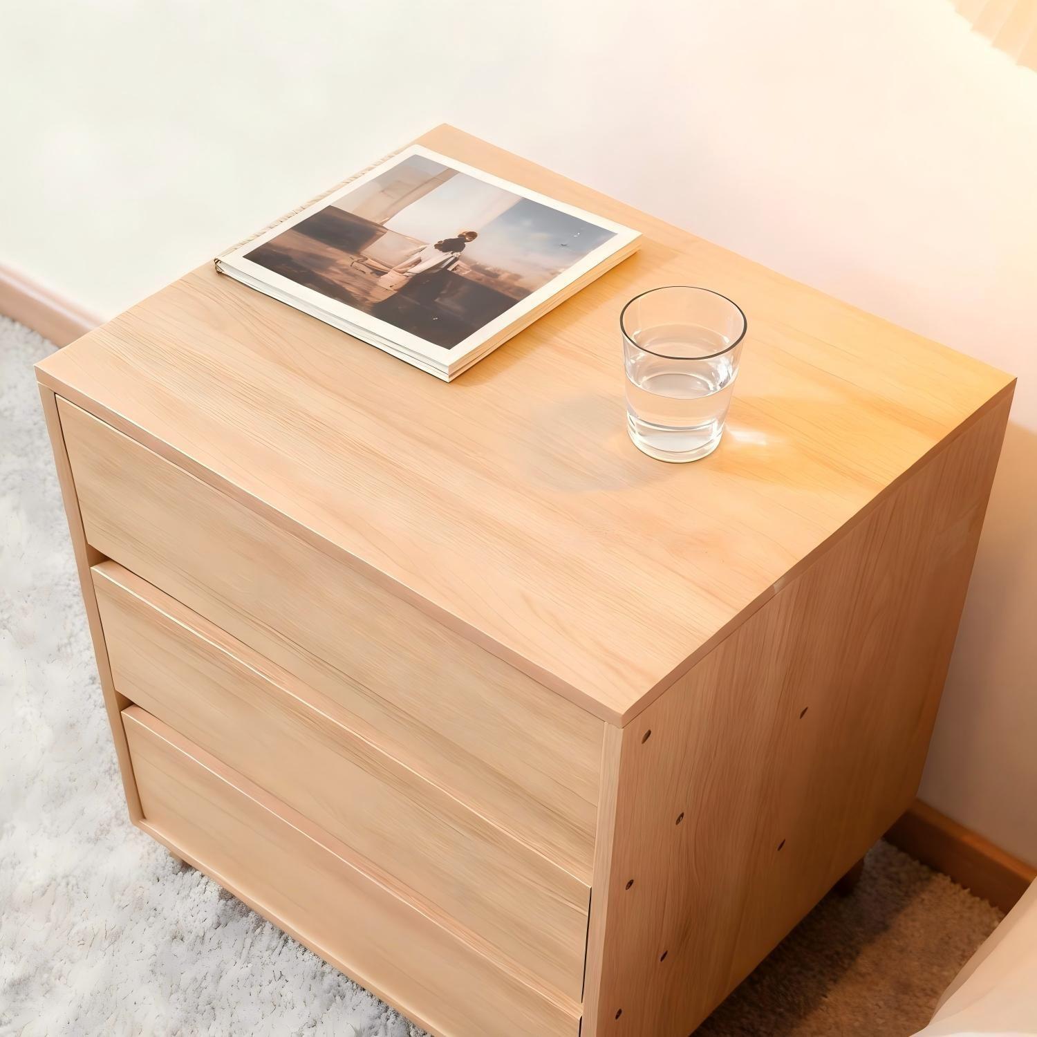 Velador con 3 Cajones Madera 50x40x62 cm-2