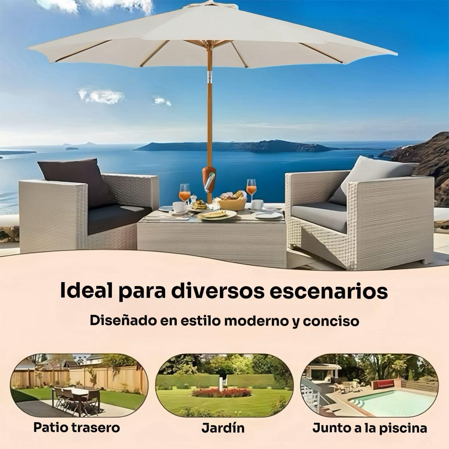 Quitasol con Manivela para Elevaci n UV Impermeable 260cm-6