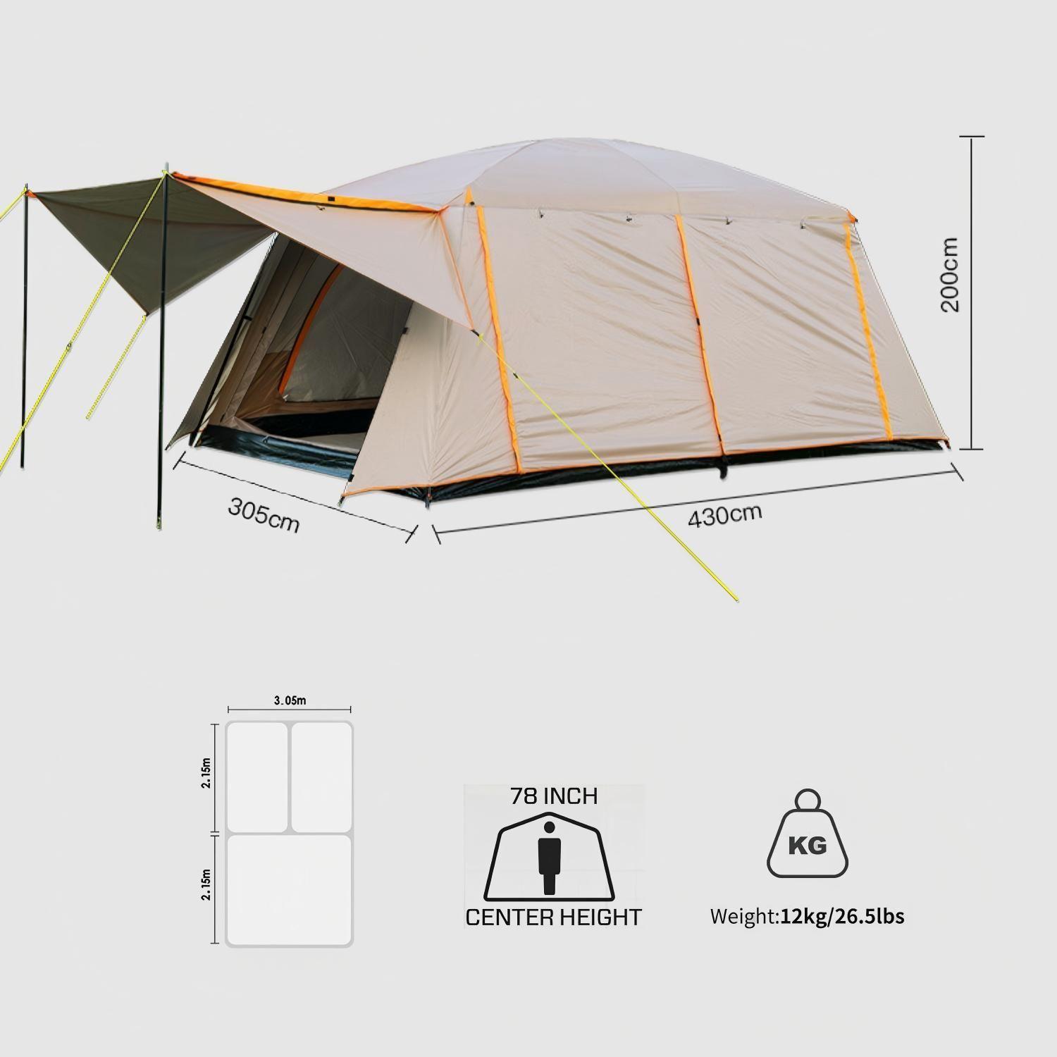 Carpa 10 Personas Impermeable con Doble Capa y Ventilacion-6