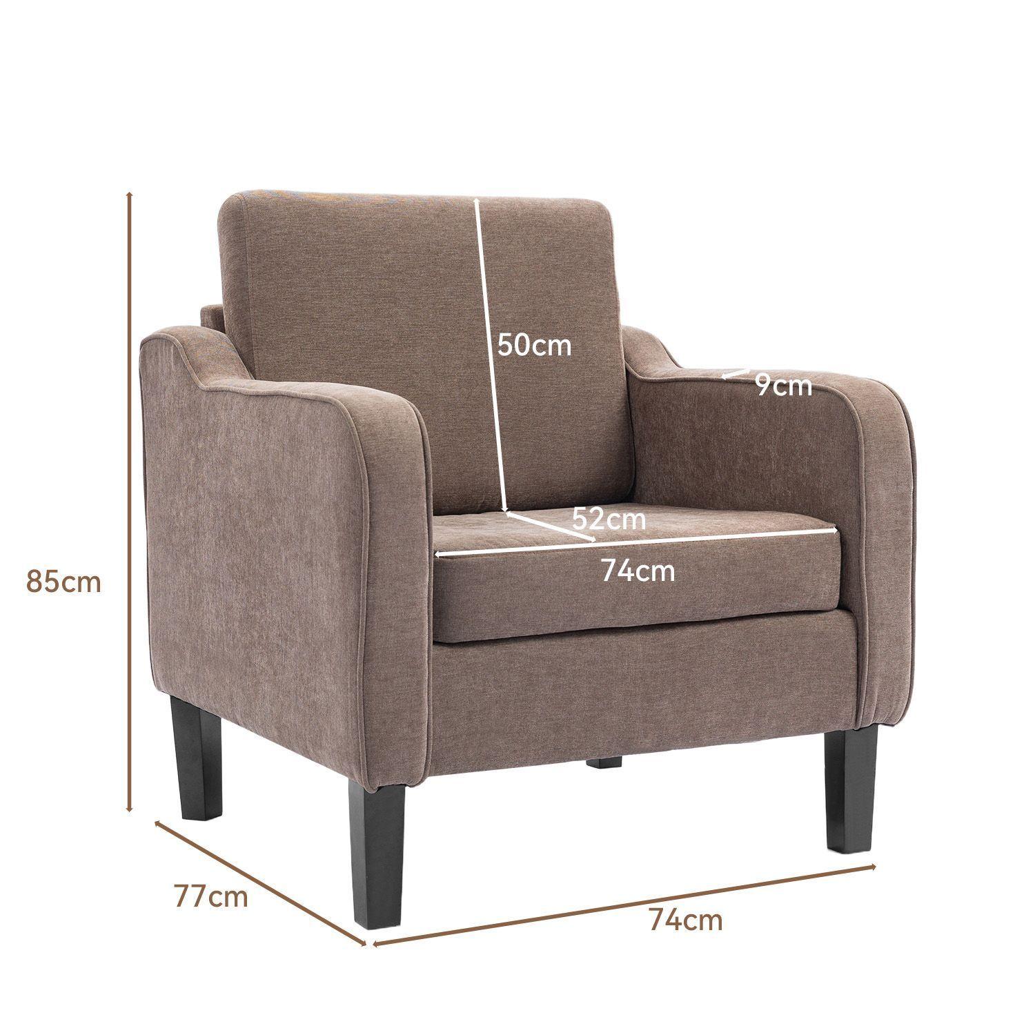 Poltrona Lyre Acolchada Moderno Marron para Living Dormitorio Chenille Estilo-6