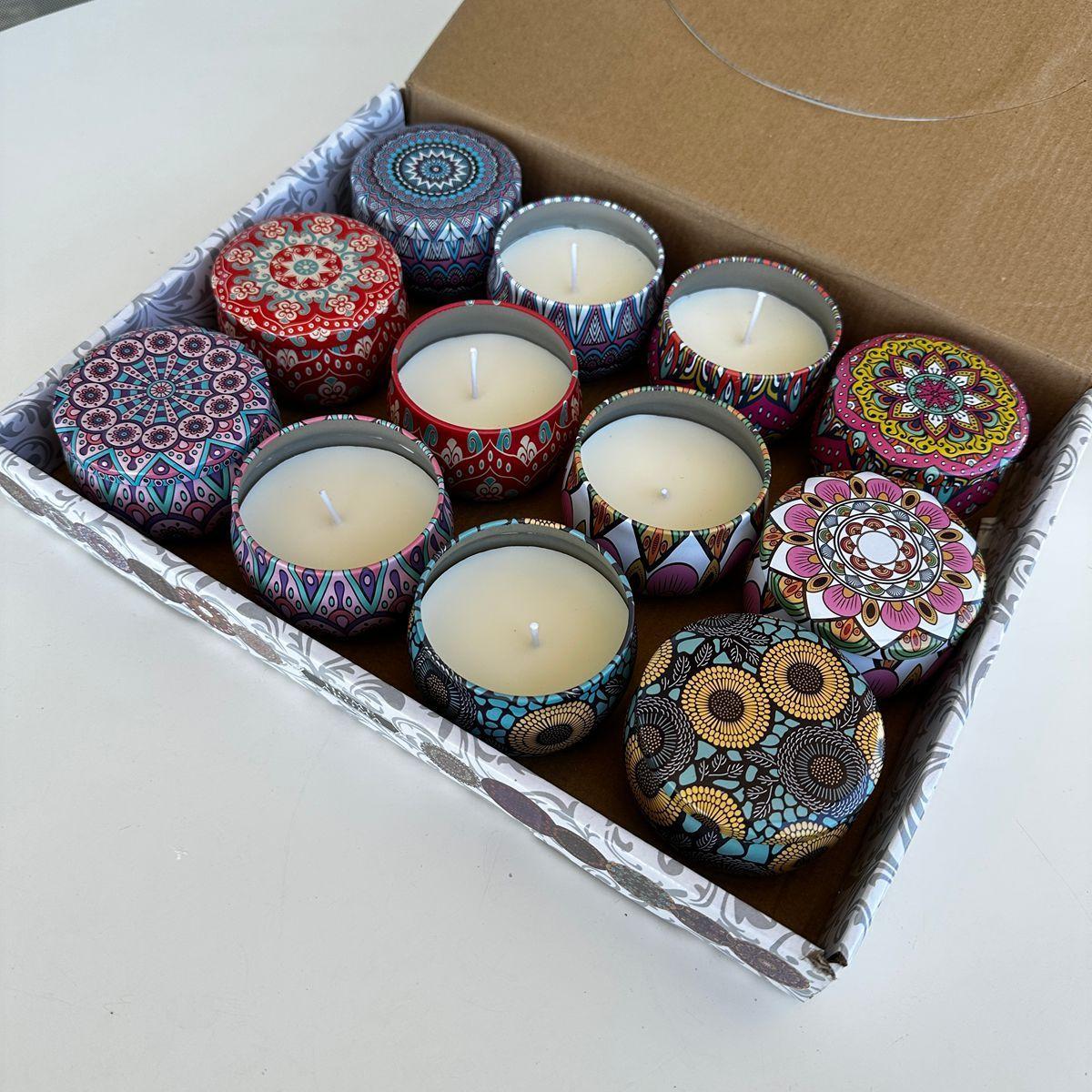 12 pcs 6 cm latas Caja de regalo para velas aromaticas exoticas-4