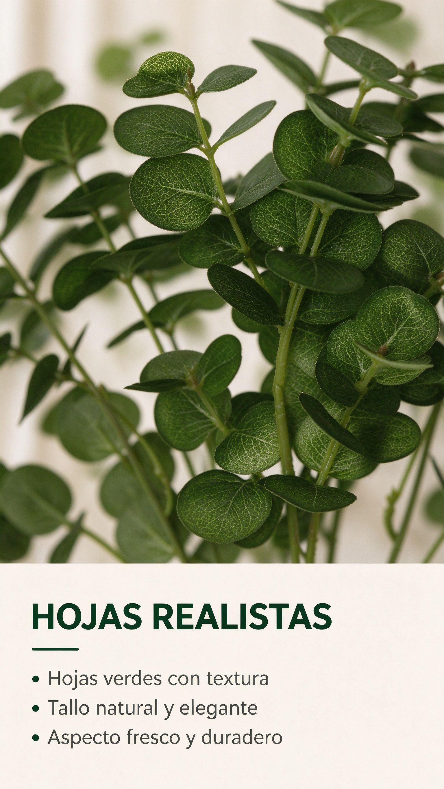 Pack 6 ramas artificiales de eucalipto planta decorativa realista-5