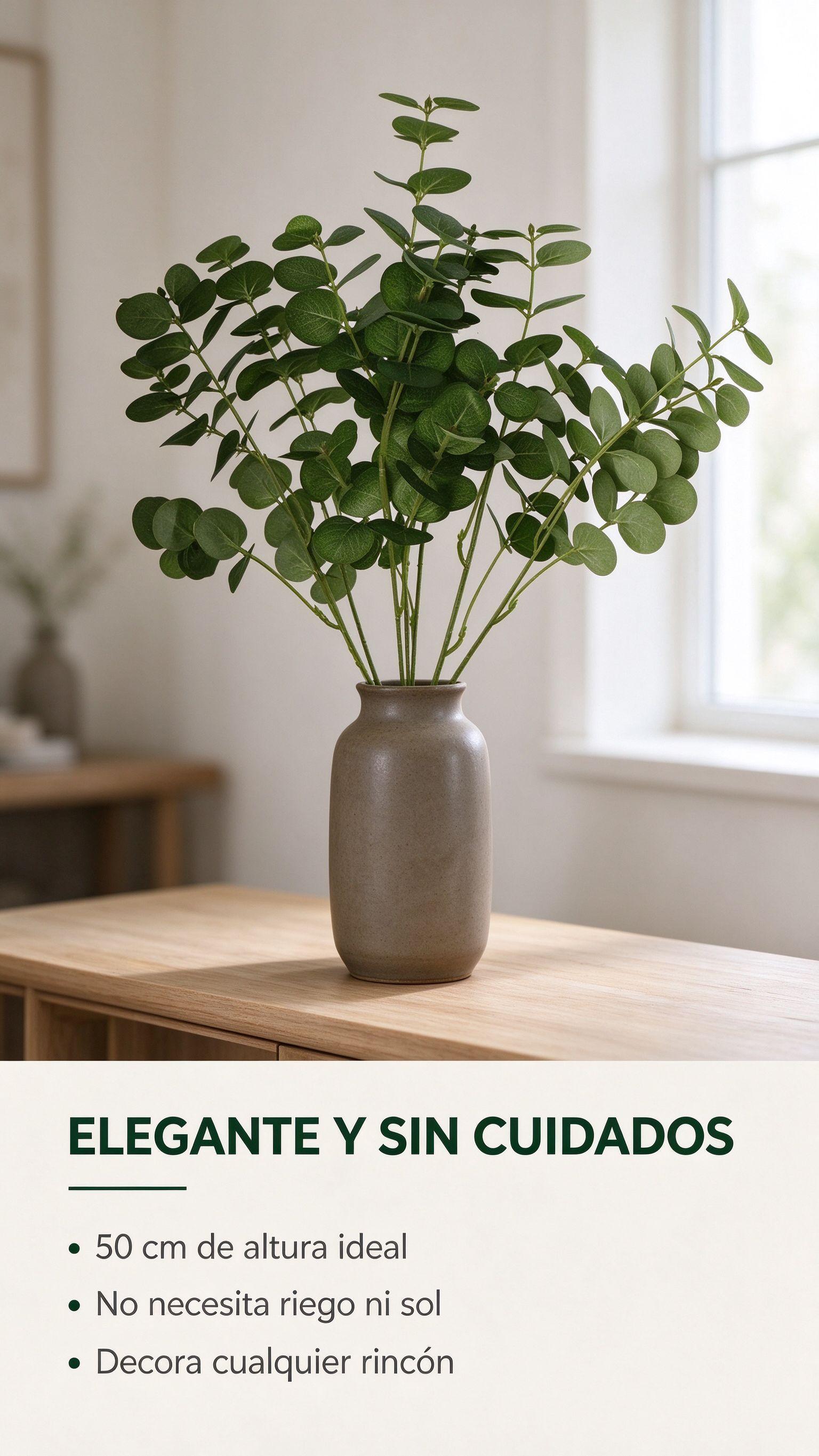 Pack 6 ramas artificiales de eucalipto planta decorativa realista-6