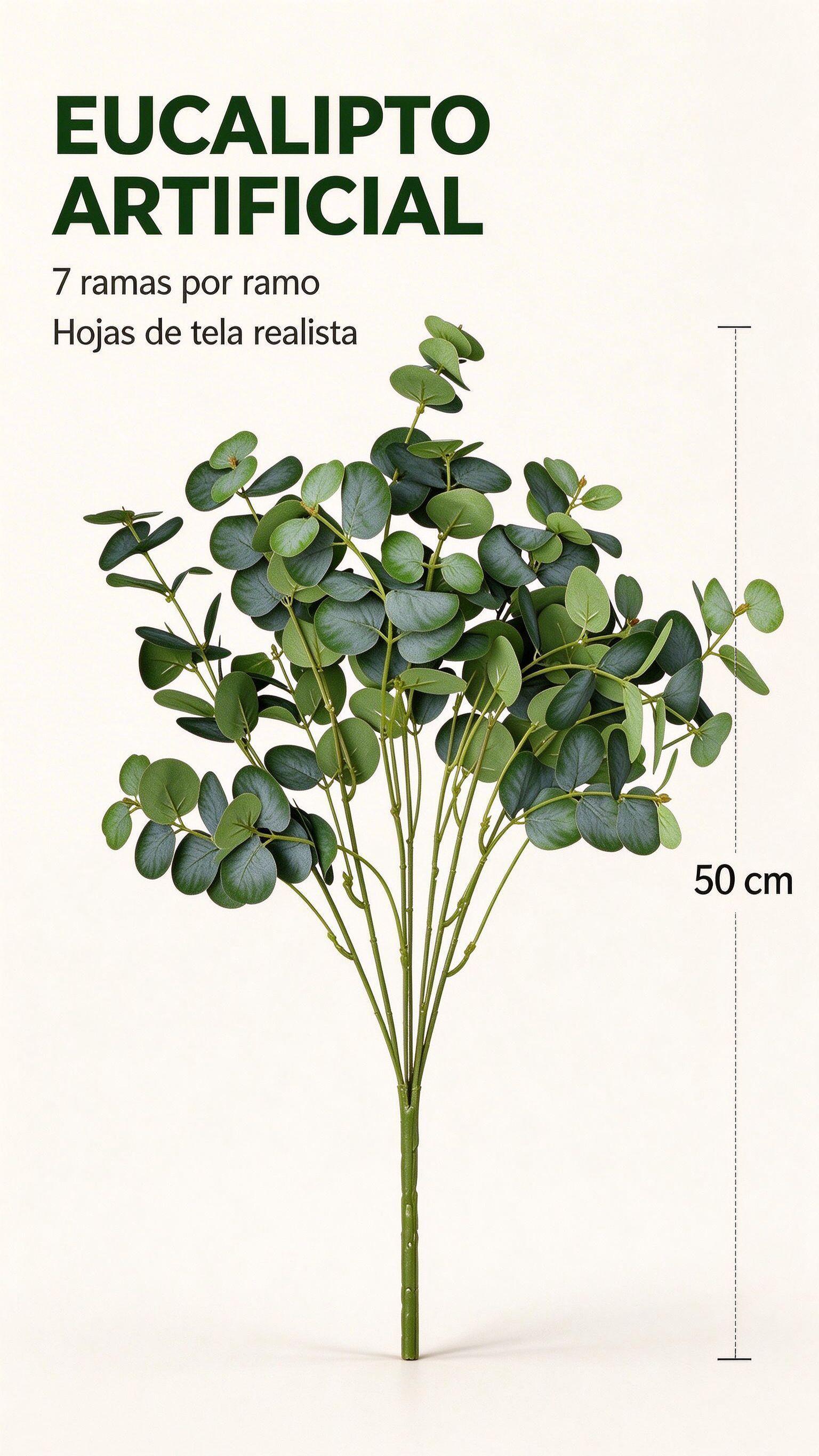 Pack 6 Ramas Artificiales de Eucalipto Planta Decorativa Realista para Dormitorio y Oficina-2