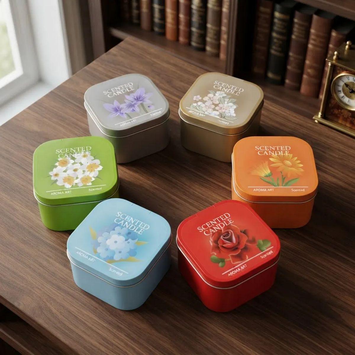 12 latas cuadradas de metal 6 fragancias diferentes de velas romanticas-2