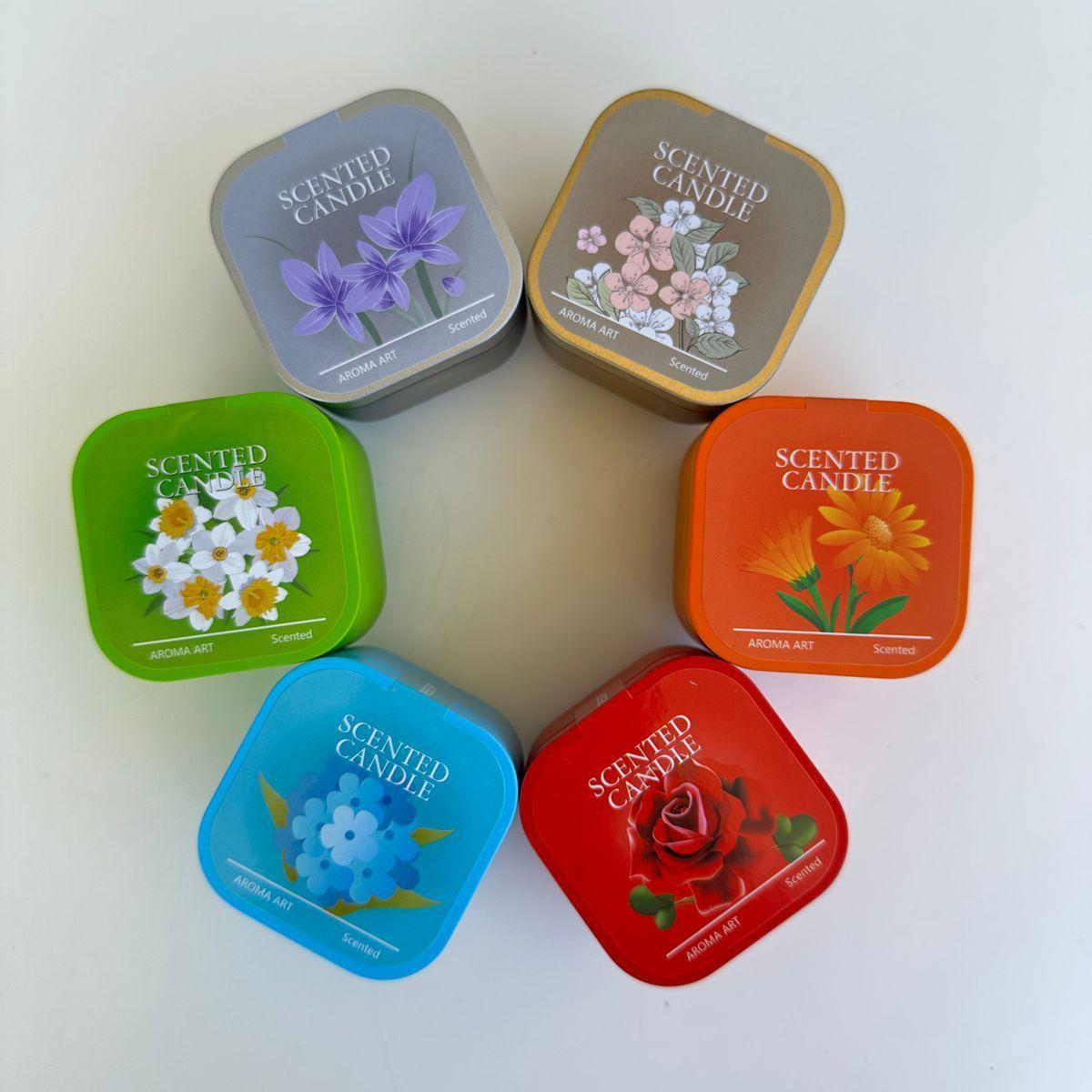 12 latas cuadradas de metal 6 fragancias diferentes de velas romanticas-4