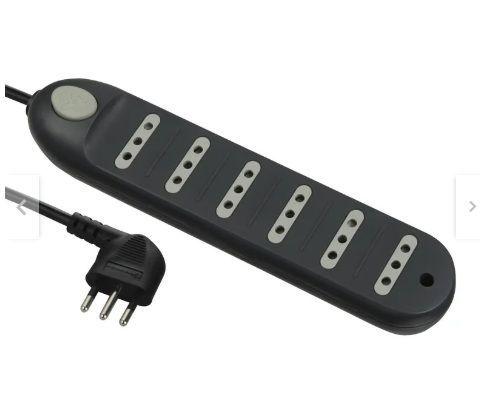 Alargador Negro 6 Tomas 5metros Con Switch Encendido apagado Electraline-0