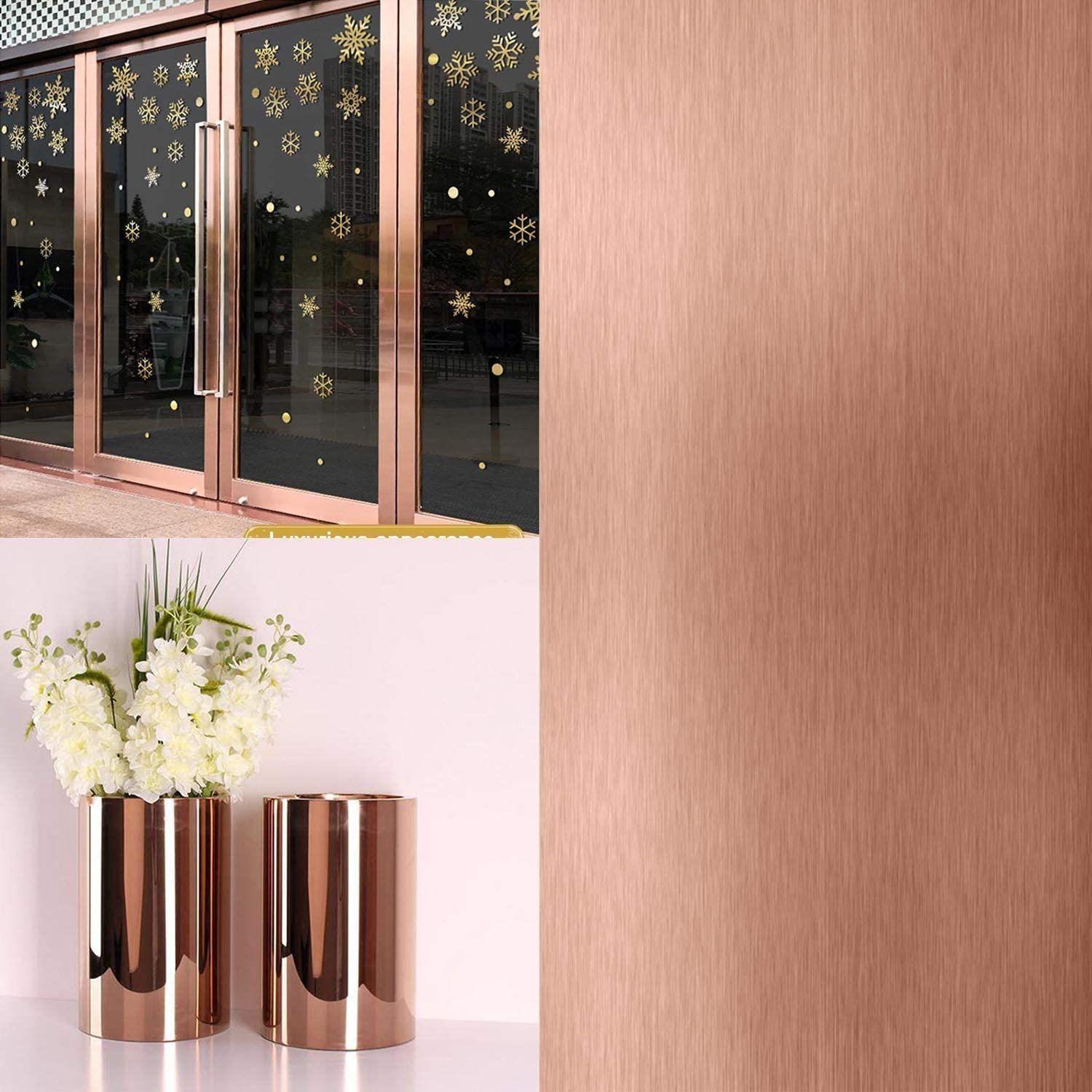 Rollo De Papel Vinílico Adhesivo Con-tact Metalizado 45x182 Cobre Cepillado-5
