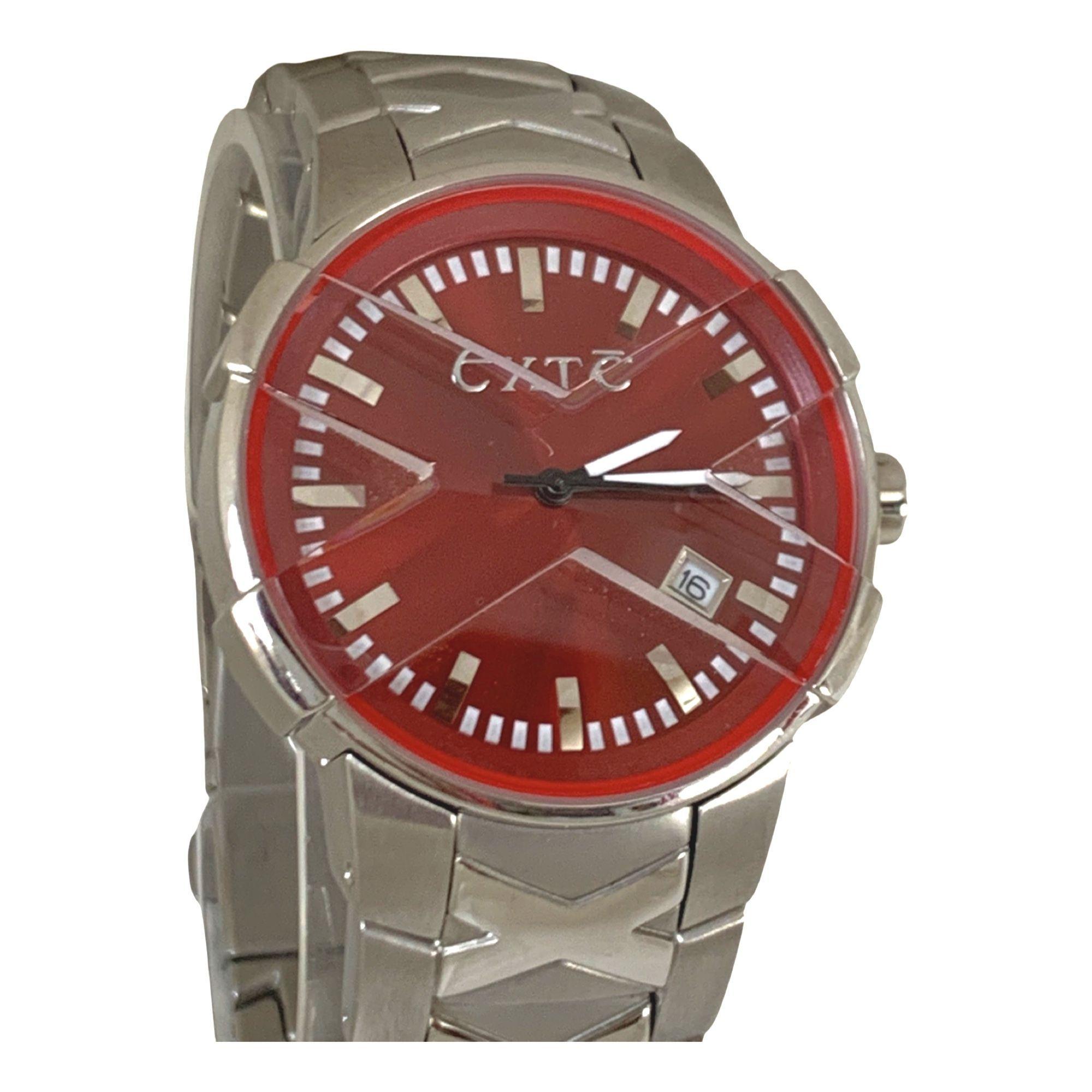 Reloj Análogo Exté para Hombre Plateado-Rojo-4