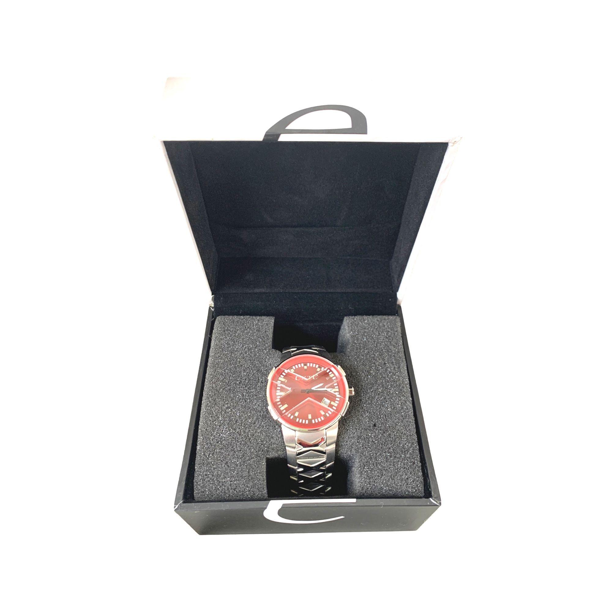 Reloj Análogo Exté para Hombre Plateado-Rojo-5