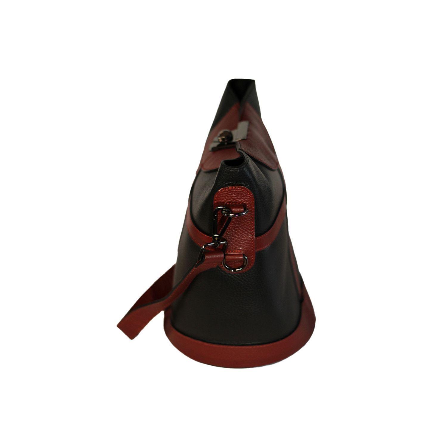 Bolso Negro   100% cuero-  Mod:   BSM-MGS-200-1