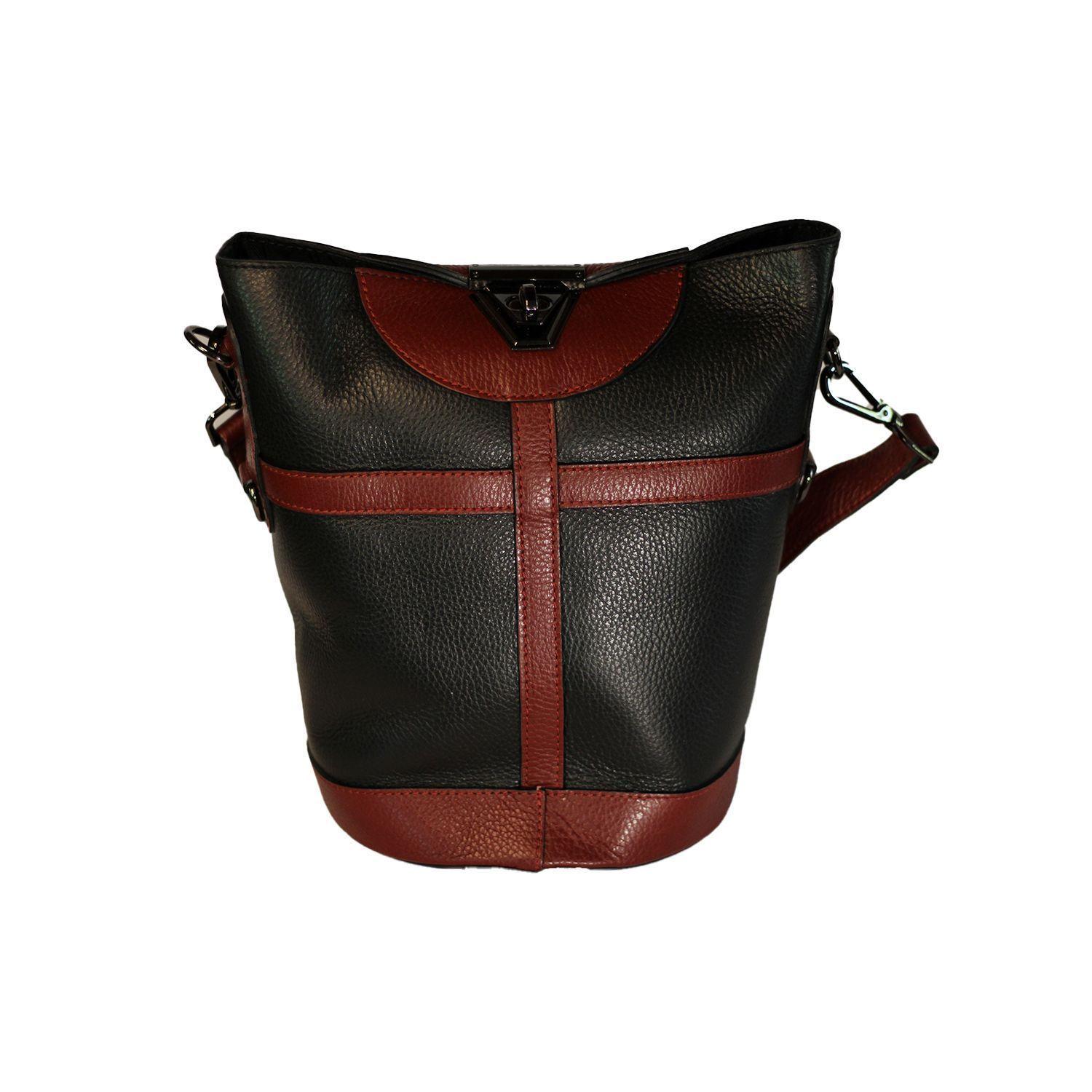 Bolso Negro   100% cuero-  Mod:   BSM-MGS-200-2