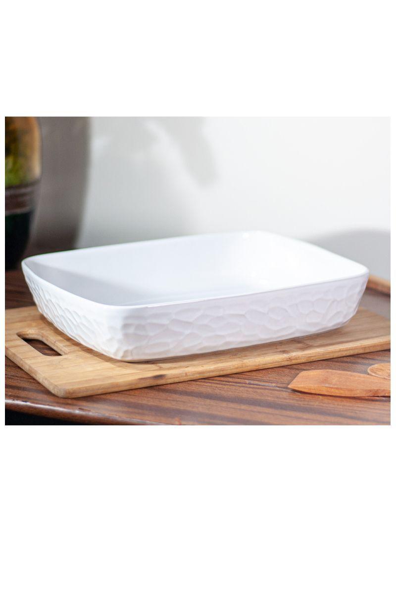 Fuente de Cerámica p/horno tipo Gres P409 - Blanca-2