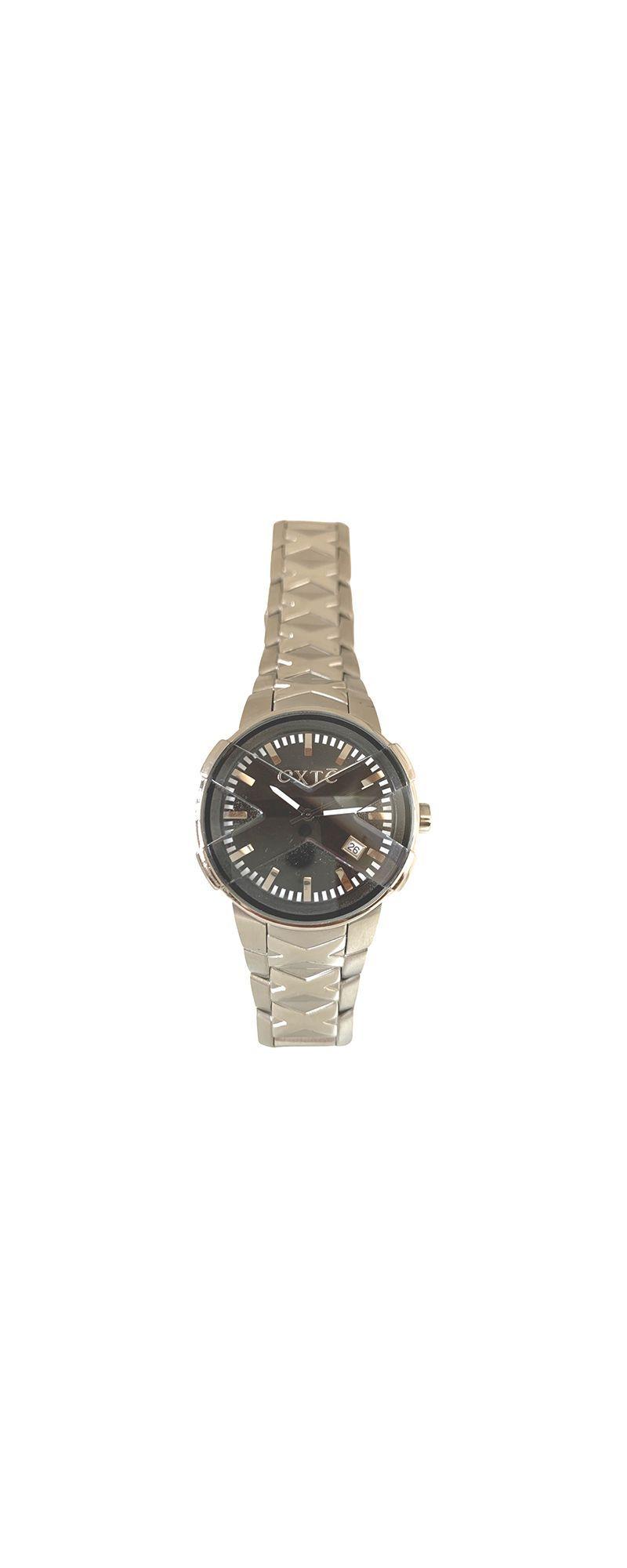 Reloj Análogo Clásico Exté Plateado Esfera Negra-6