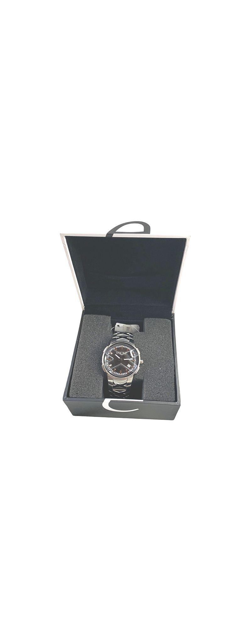 Reloj Análogo Clásico Exté Plateado Esfera Negra-4