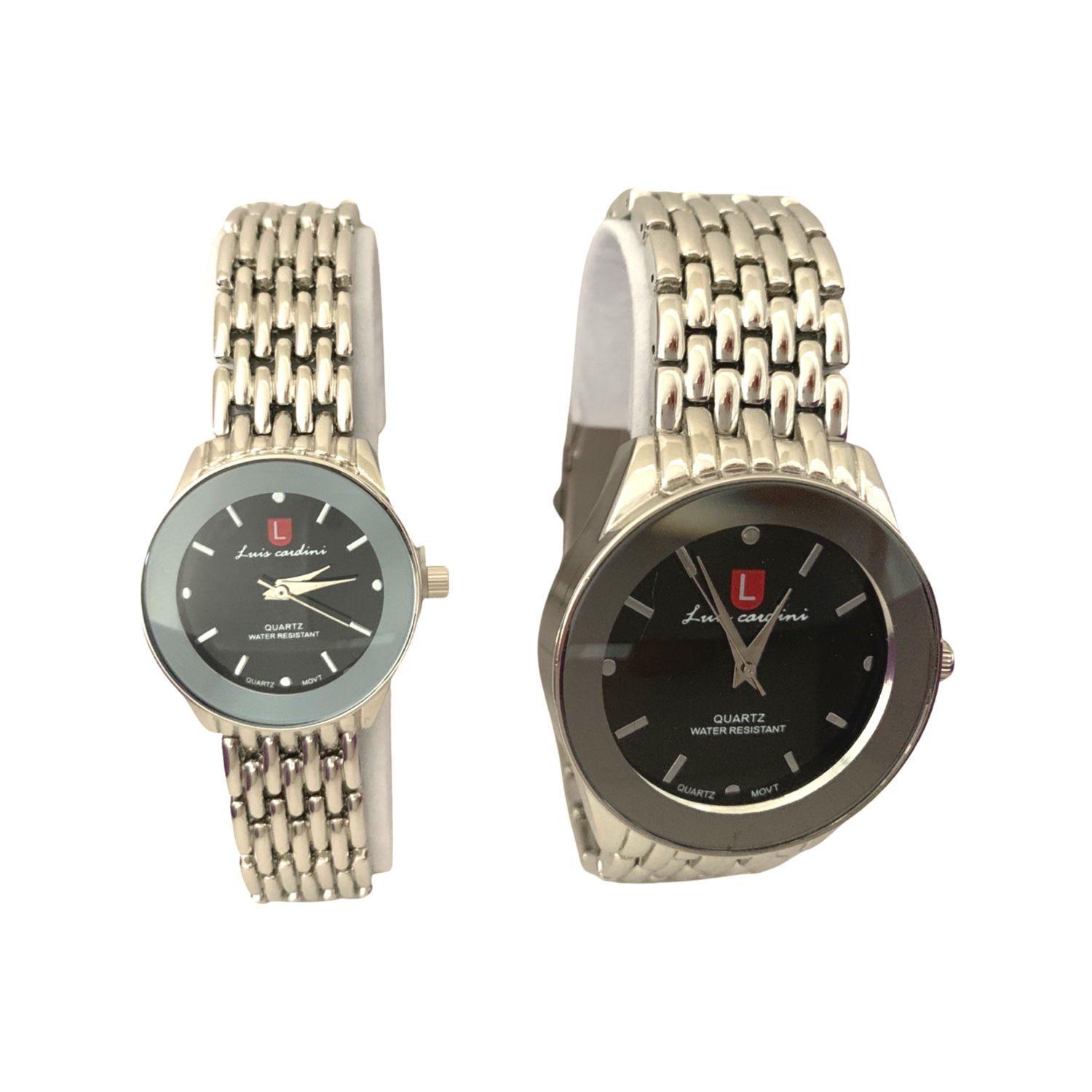 Set par de relojes Luis Cardini Mod 1566-PL-NE-1