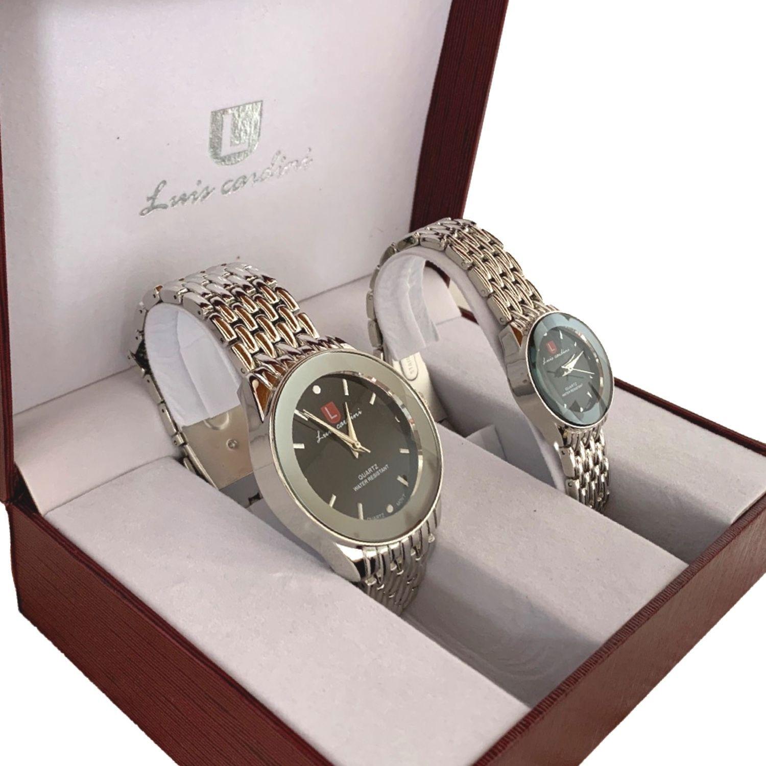 Set par de relojes Luis Cardini Mod 1566-PL-NE-3