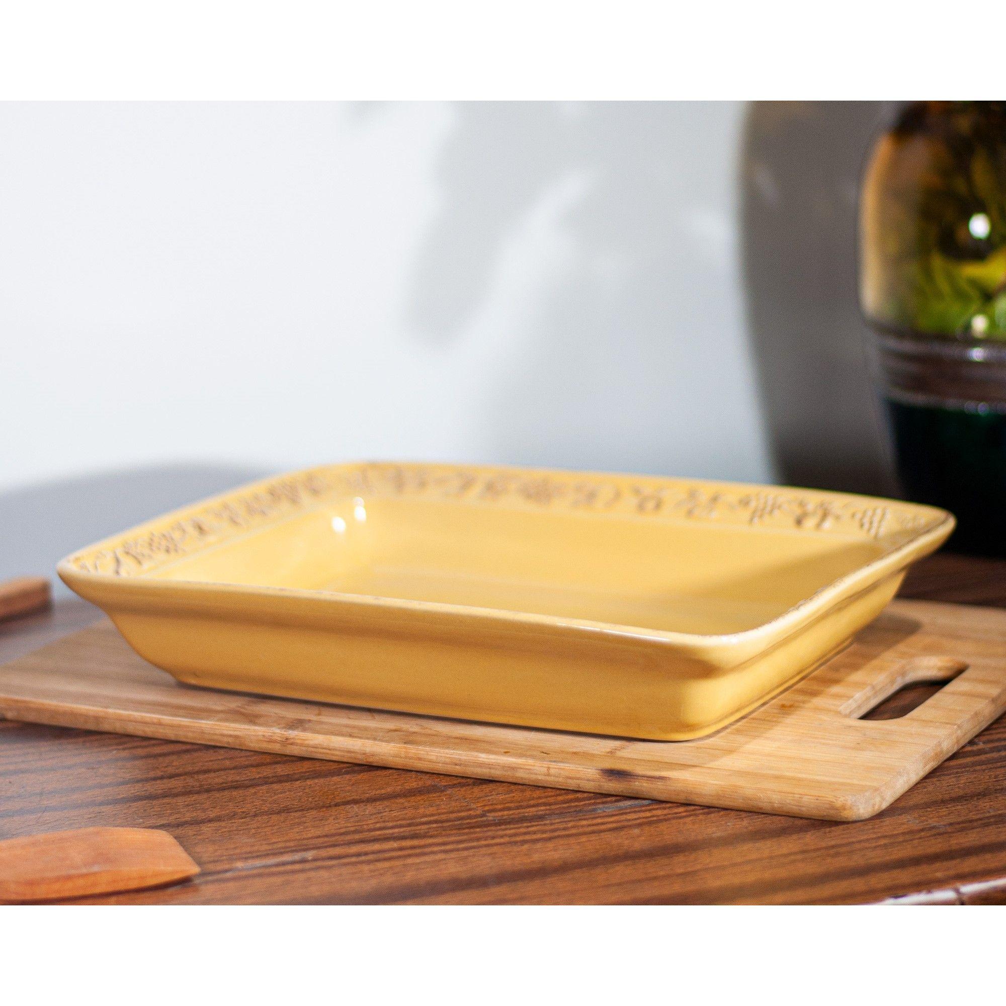 Fuente de Ceramica p/horno tipo Gres P148 - Mostaza-1