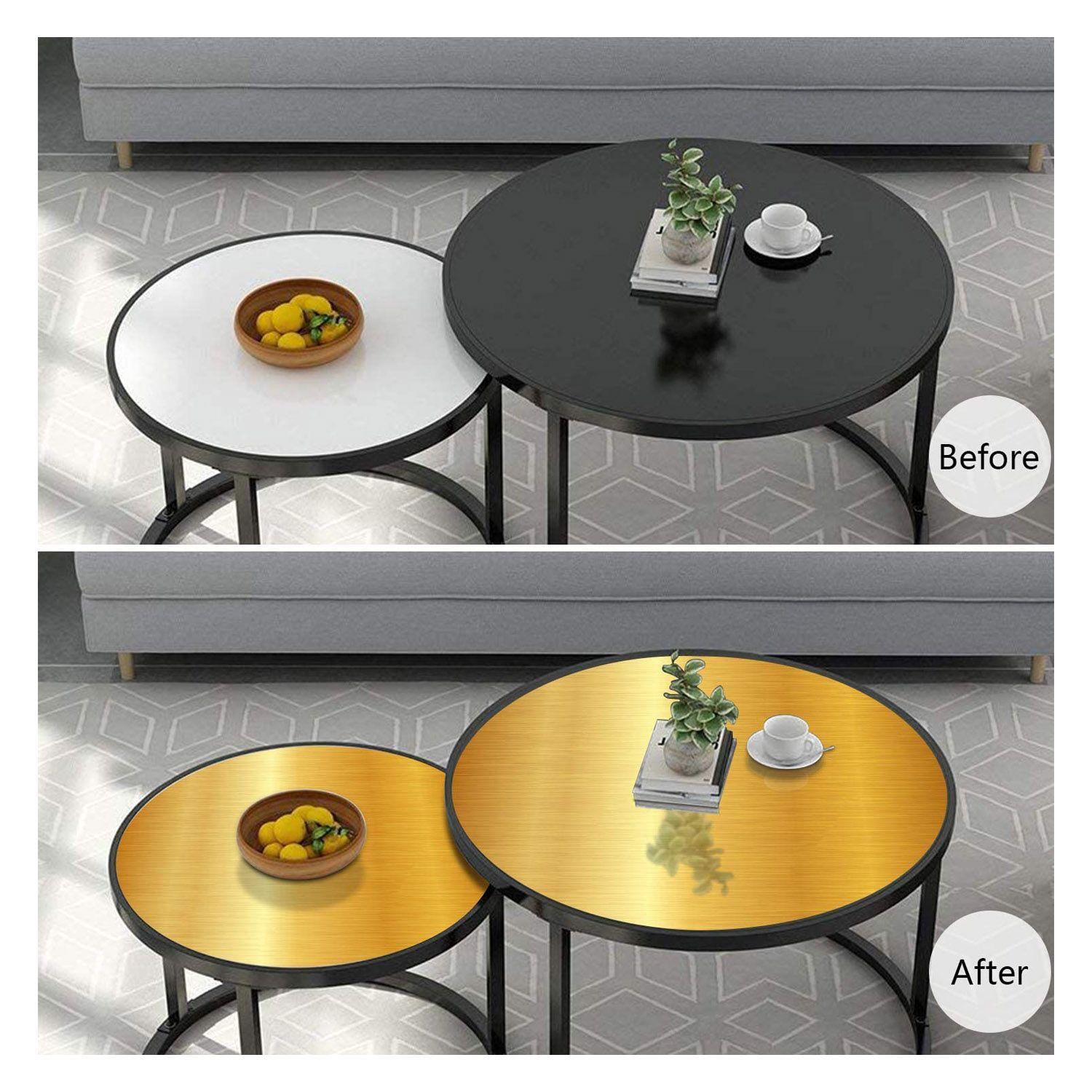 Rollo De Papel Vinílico Adhesivo Con-tact Metalizado 45x182 Dorado Cepillado-5