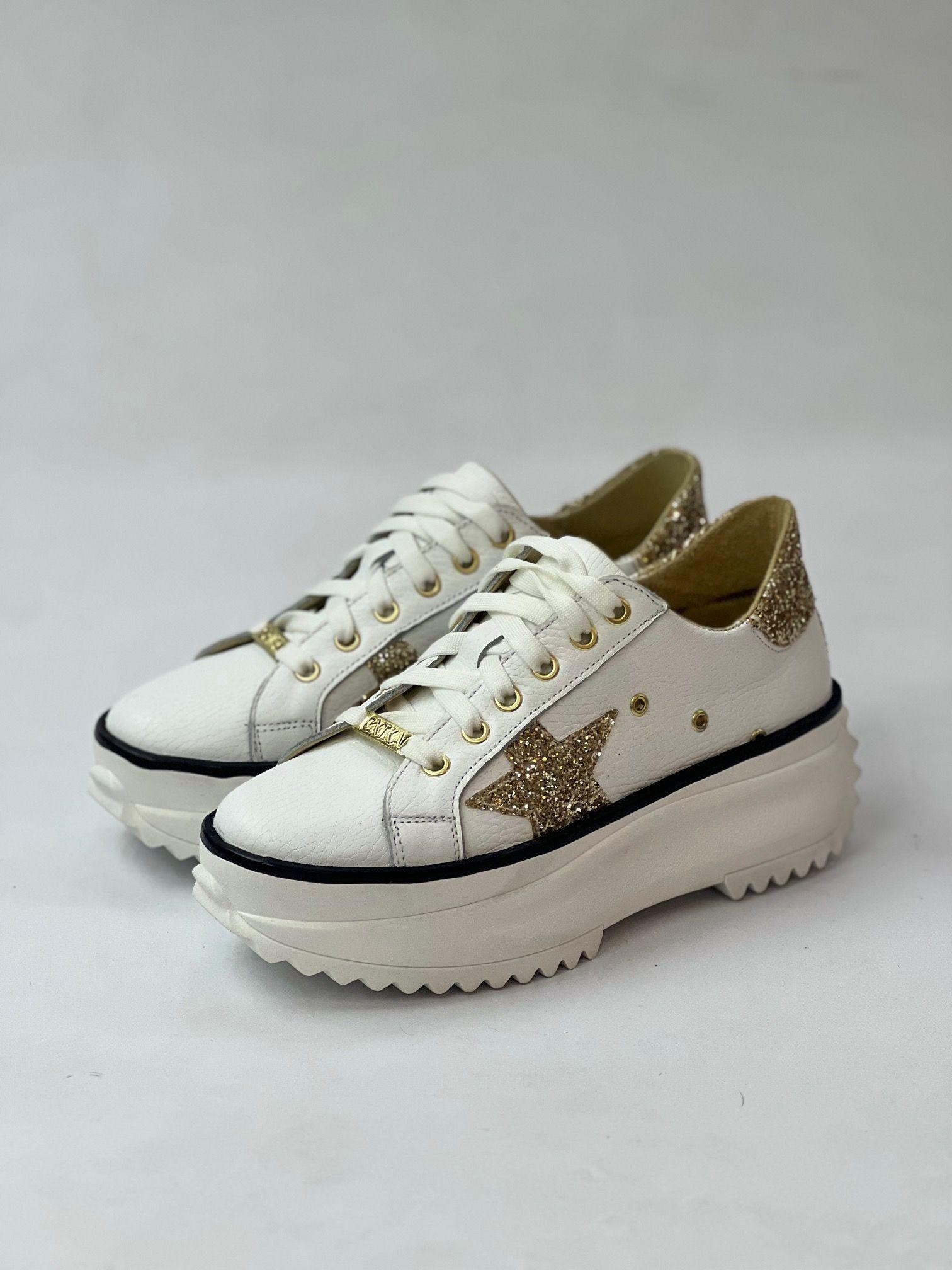 Zapatilla Stella Blanco Dorado Exotica-2