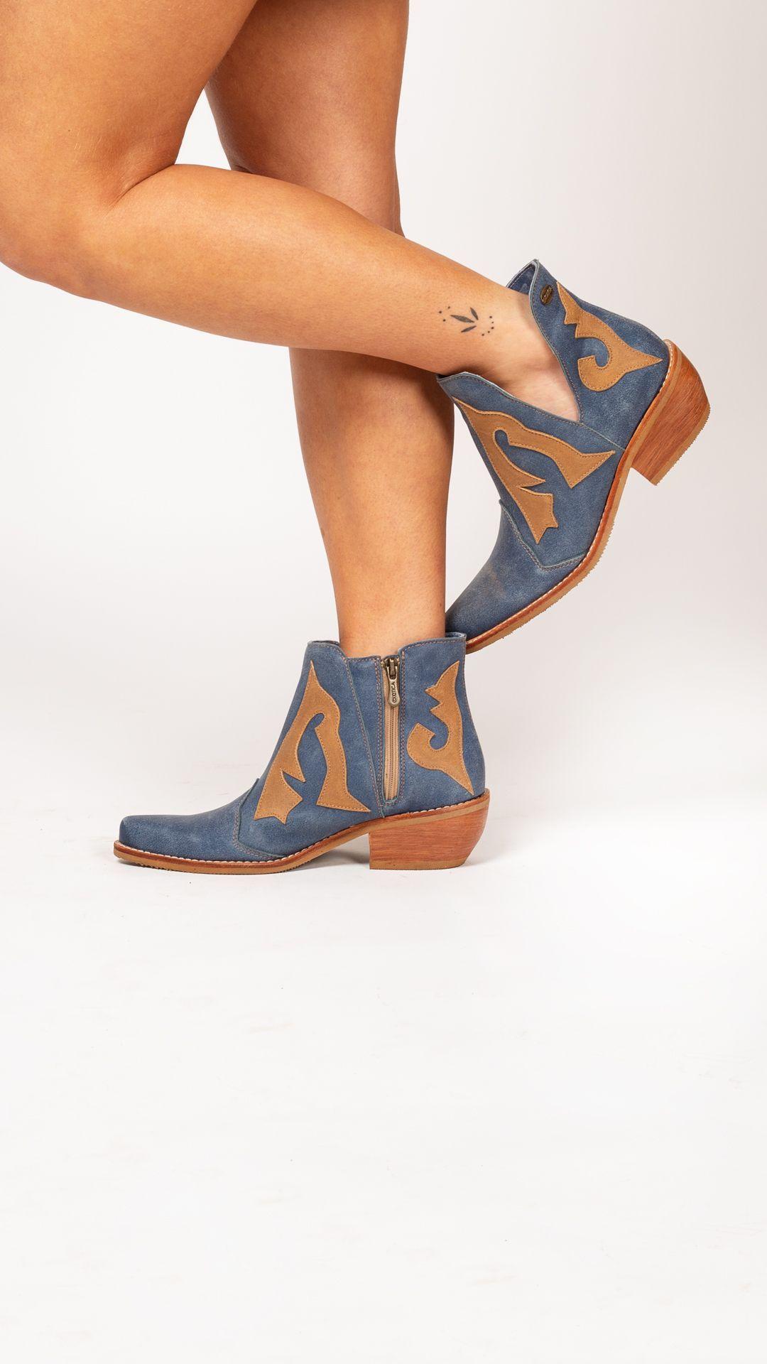 Botin Billy Azul Canela Exotica-4