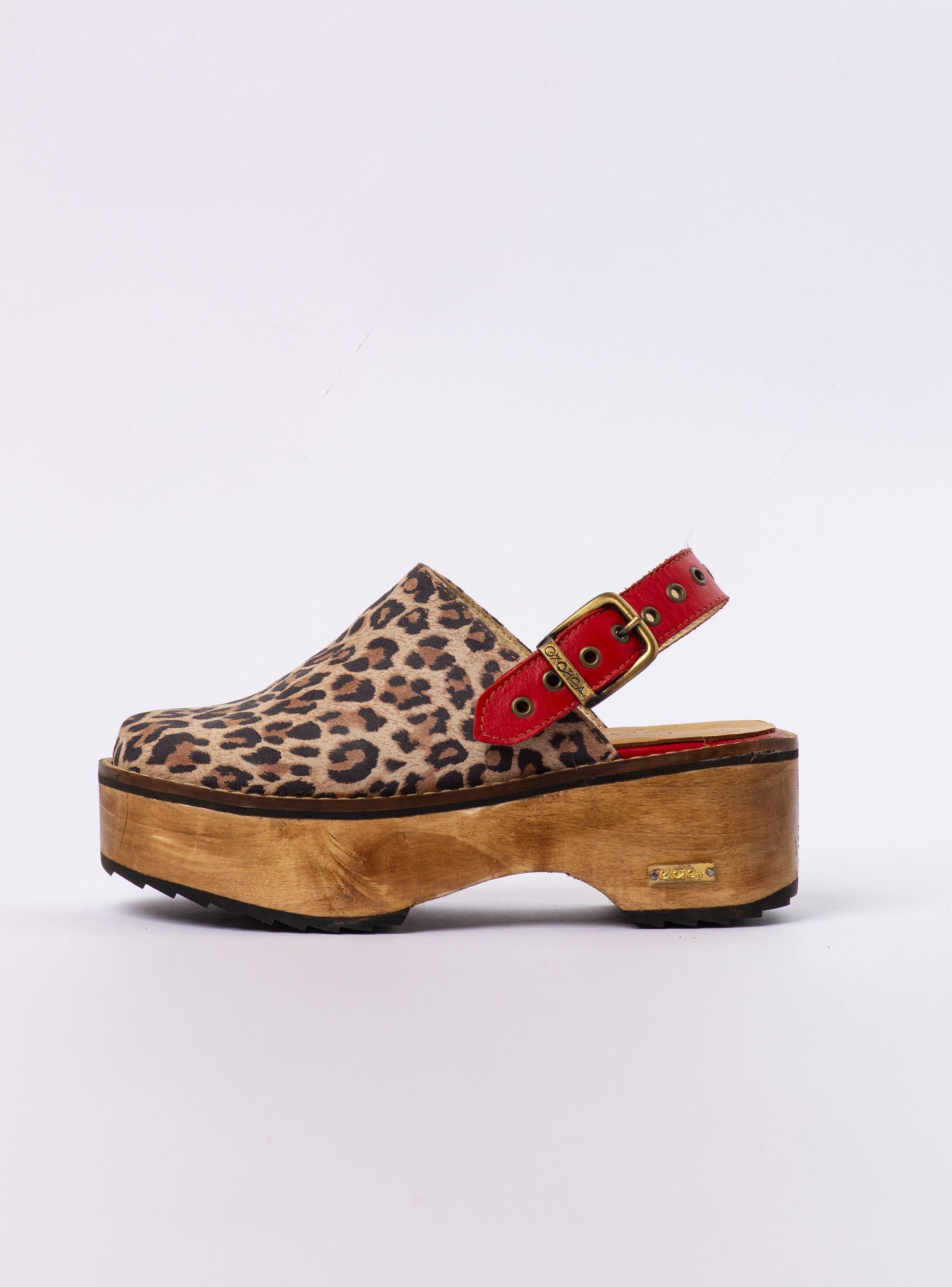 Zueco Dina Animal Print Rojo Exotica-4