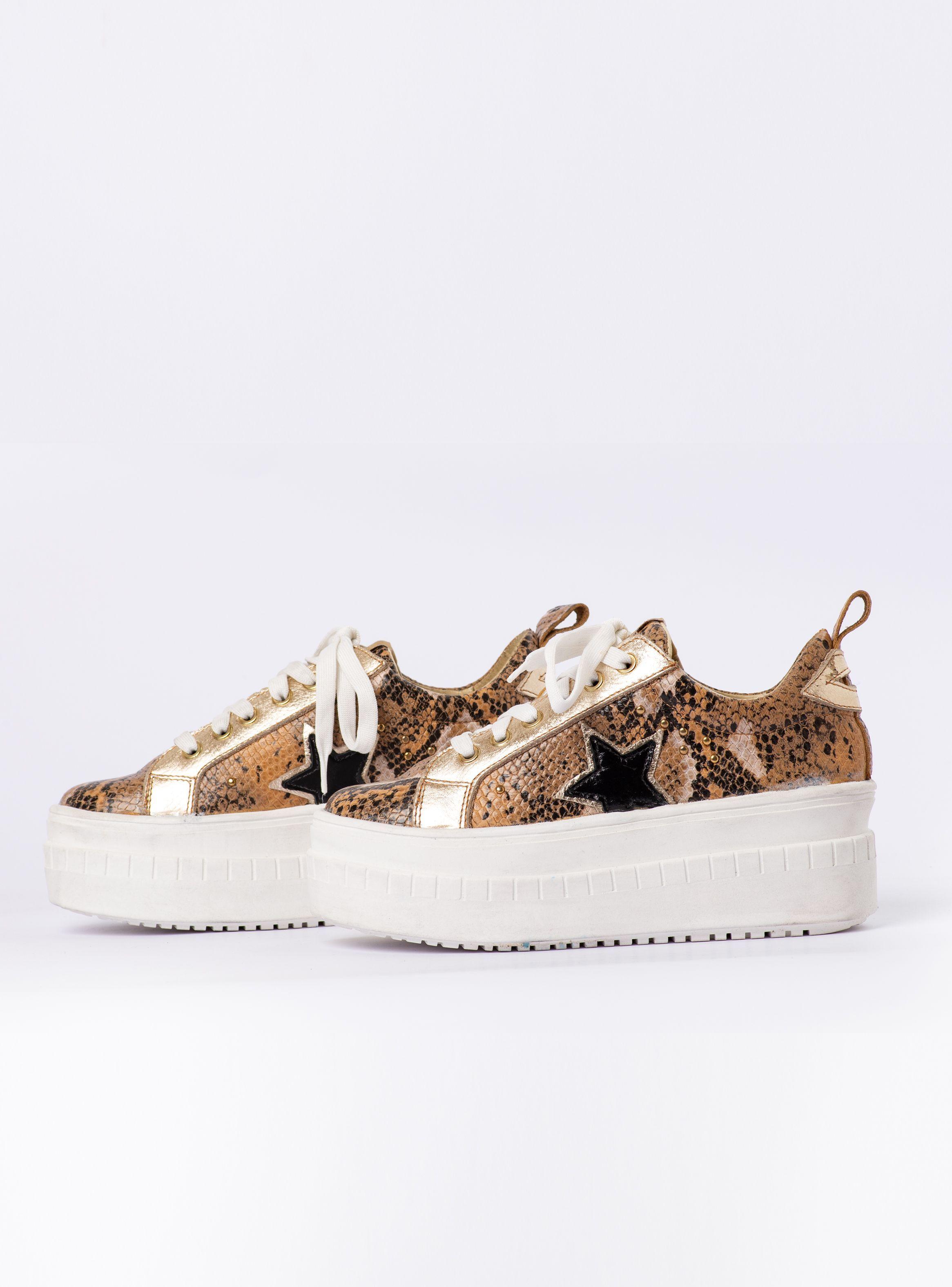 Zapatilla Holly Reptil Dorado Exotica-5