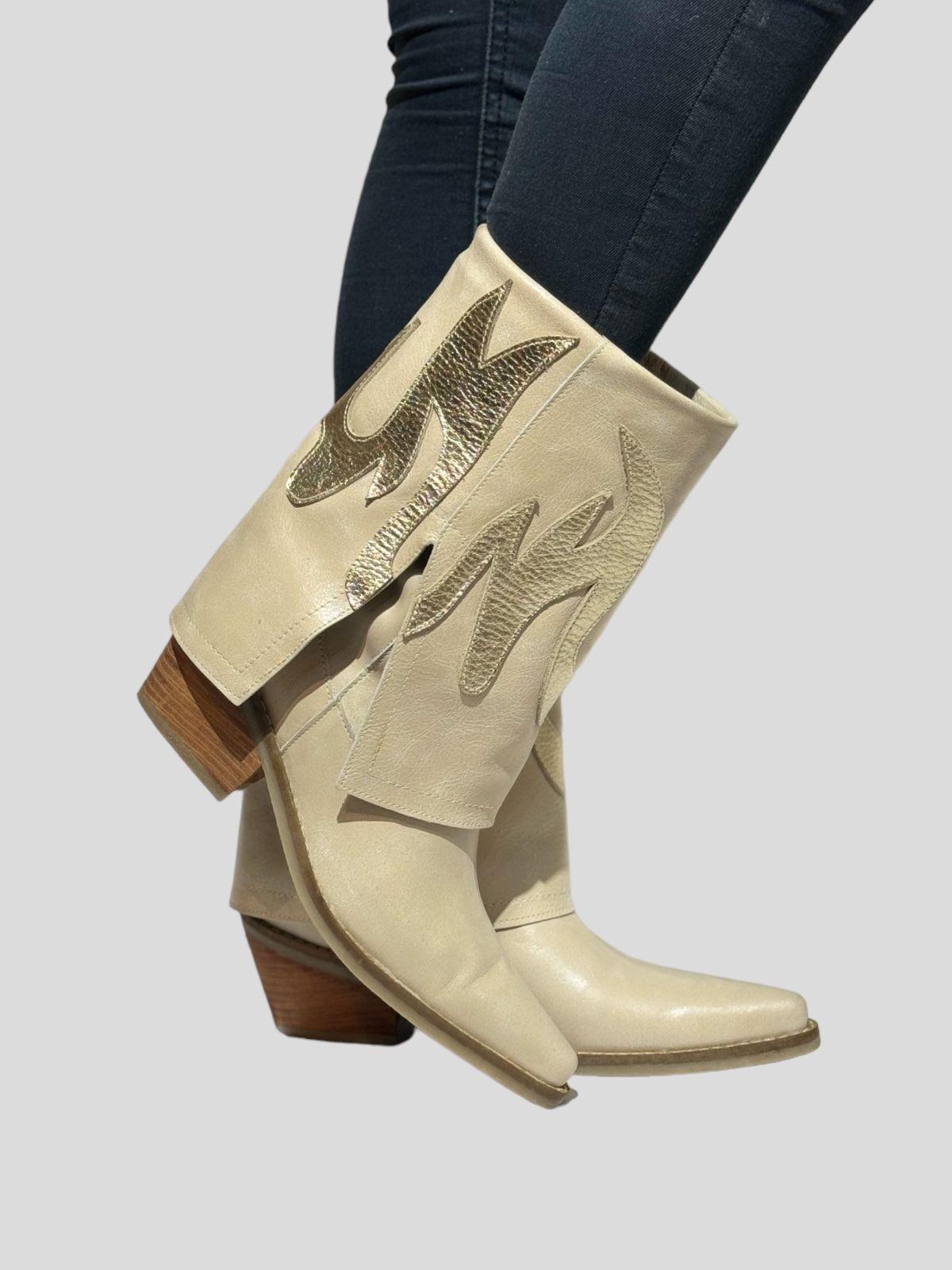 Bota Tessia Hueso Dorado Exotica-0