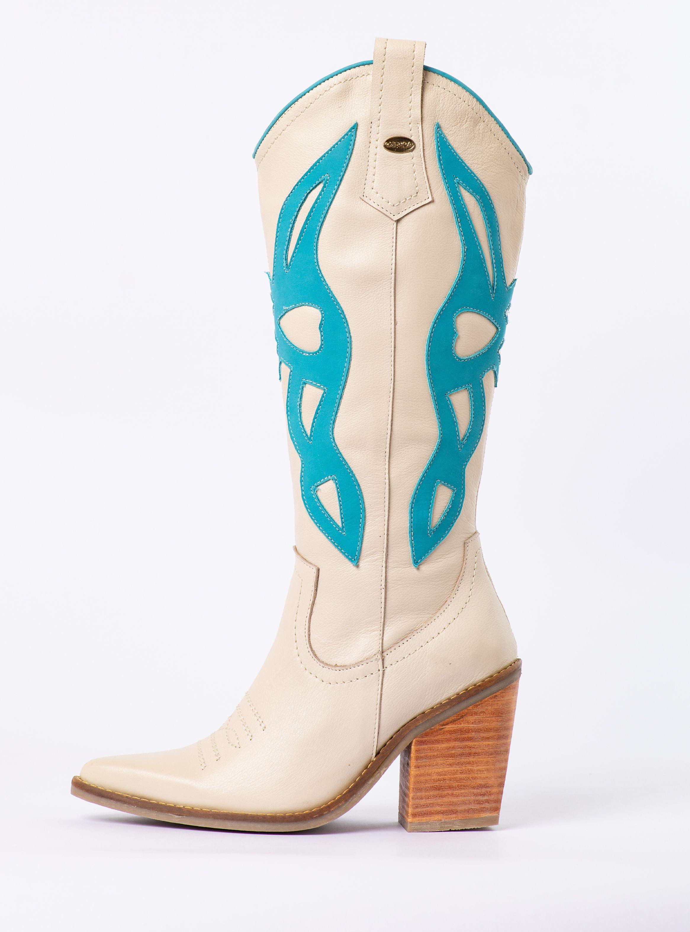 Bota Mariela Marfil Celeste Exotica-3